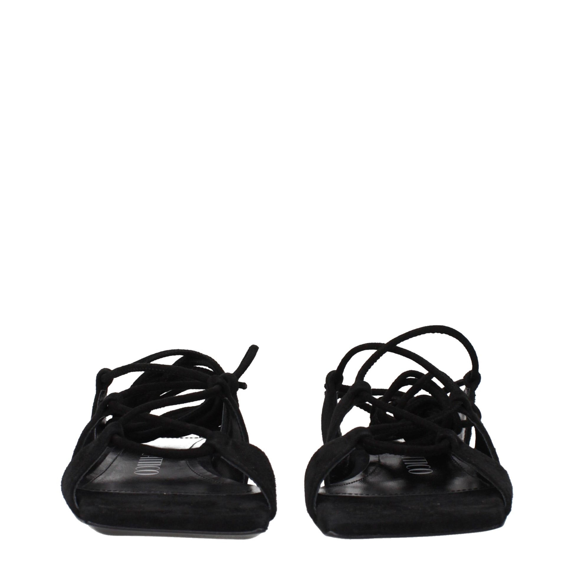 The Attico Black Leather Sandals