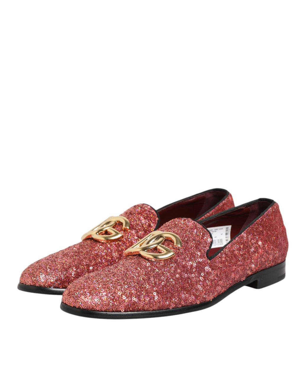 Dolce & Gabbana Pink Sequined Loafers Formal Dress Men Shoes
