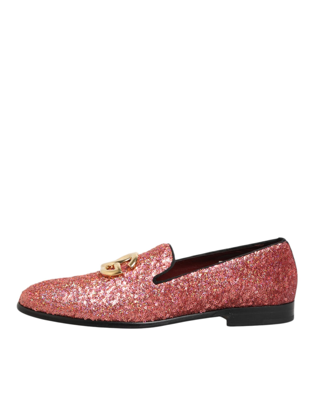 Dolce & Gabbana Pink Sequined Loafers Formal Dress Men Shoes