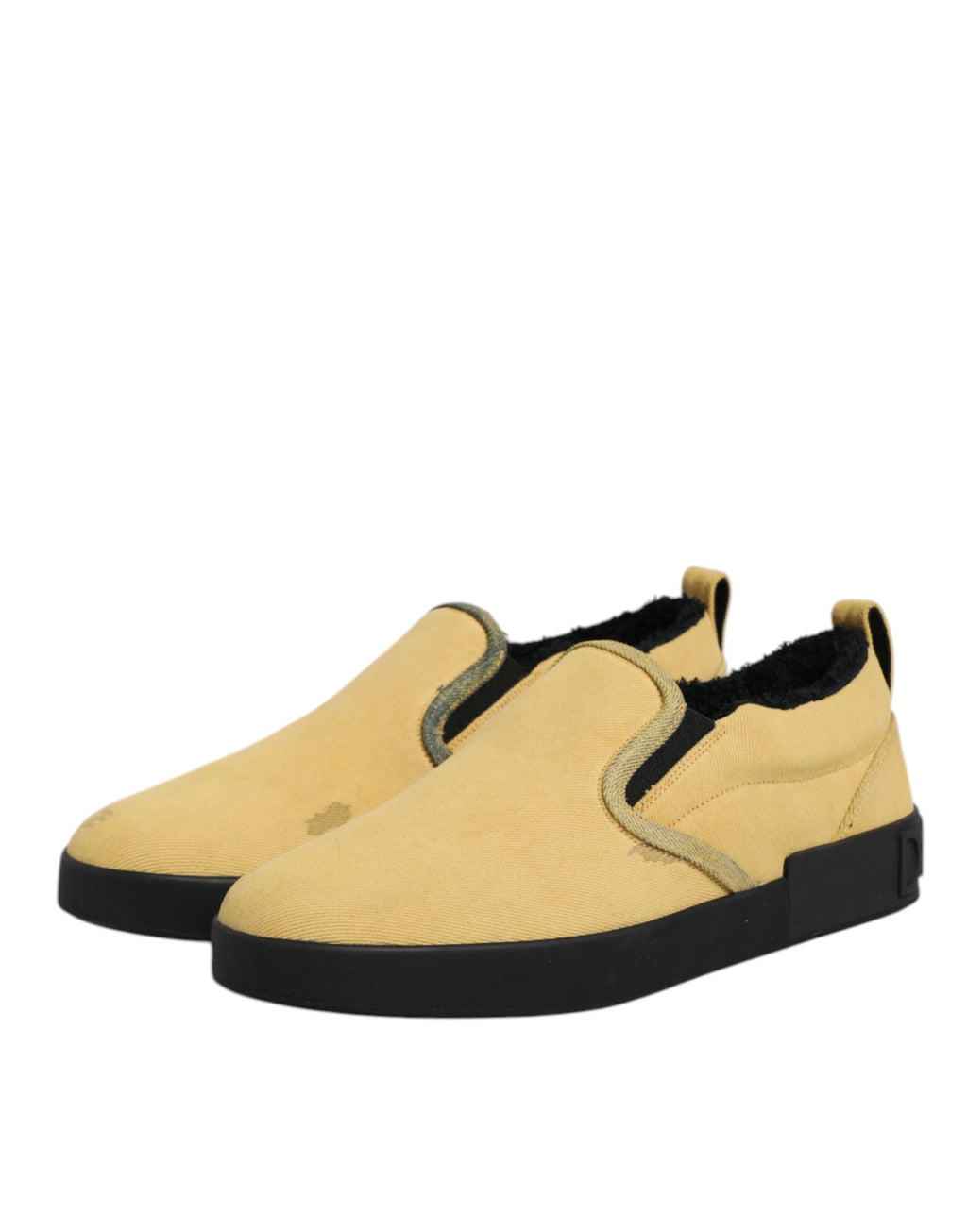 Dolce & Gabbana Yellow Cotton Low Top Slip On Sneakers Shoes