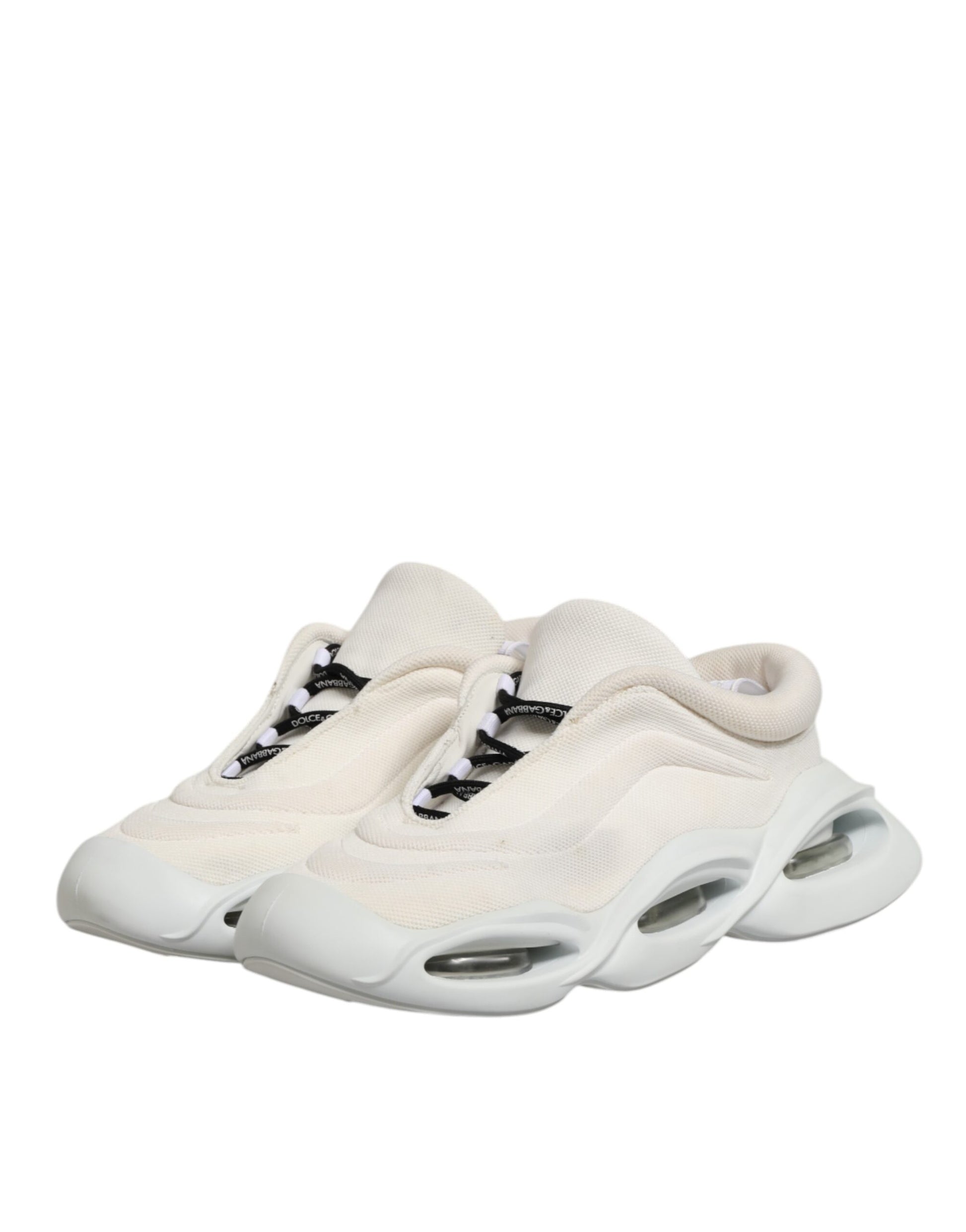 Dolce & Gabbana White Lace Up Wave Low Top Men Sneaker Shoes