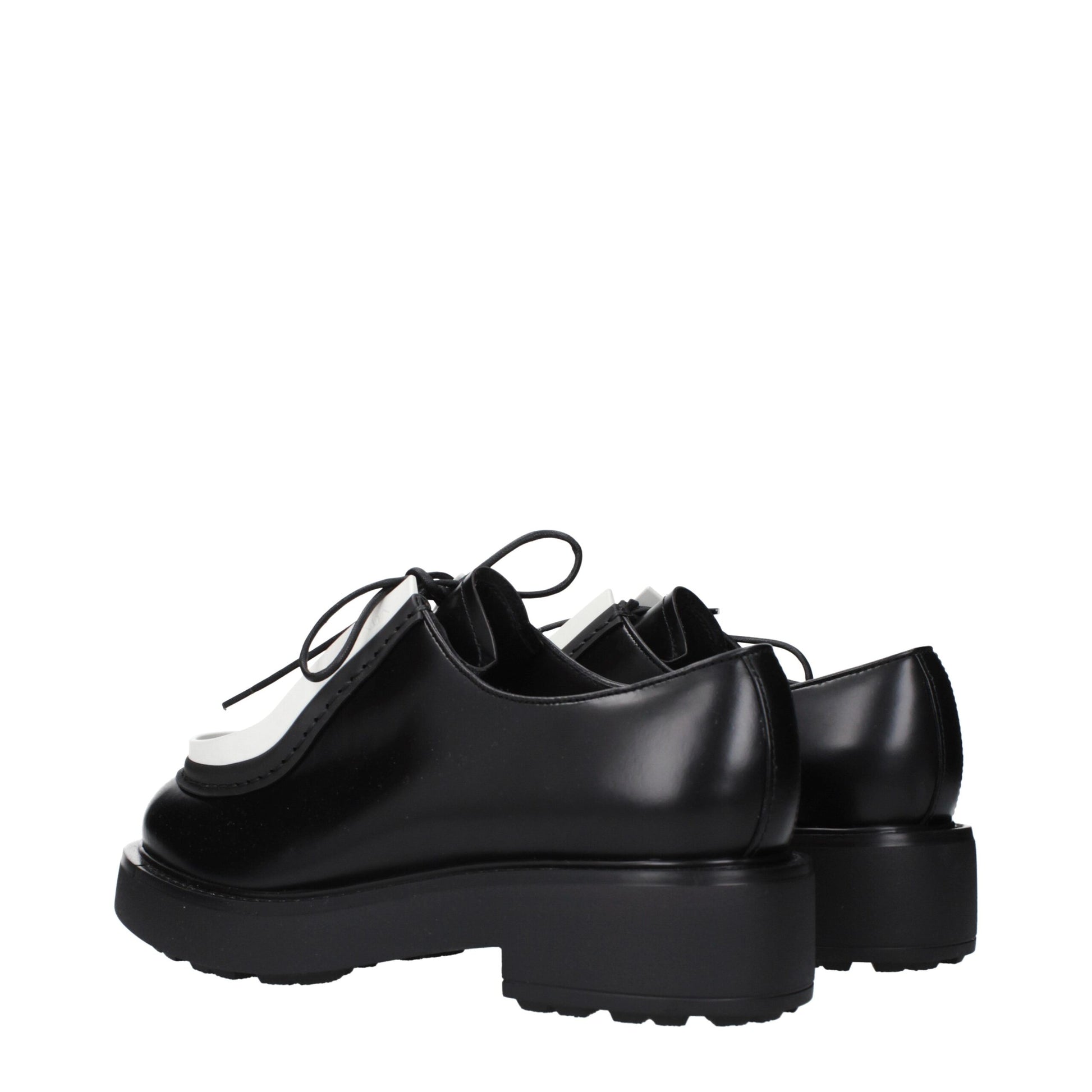 Prada Black Leather Oxfords And Derbies