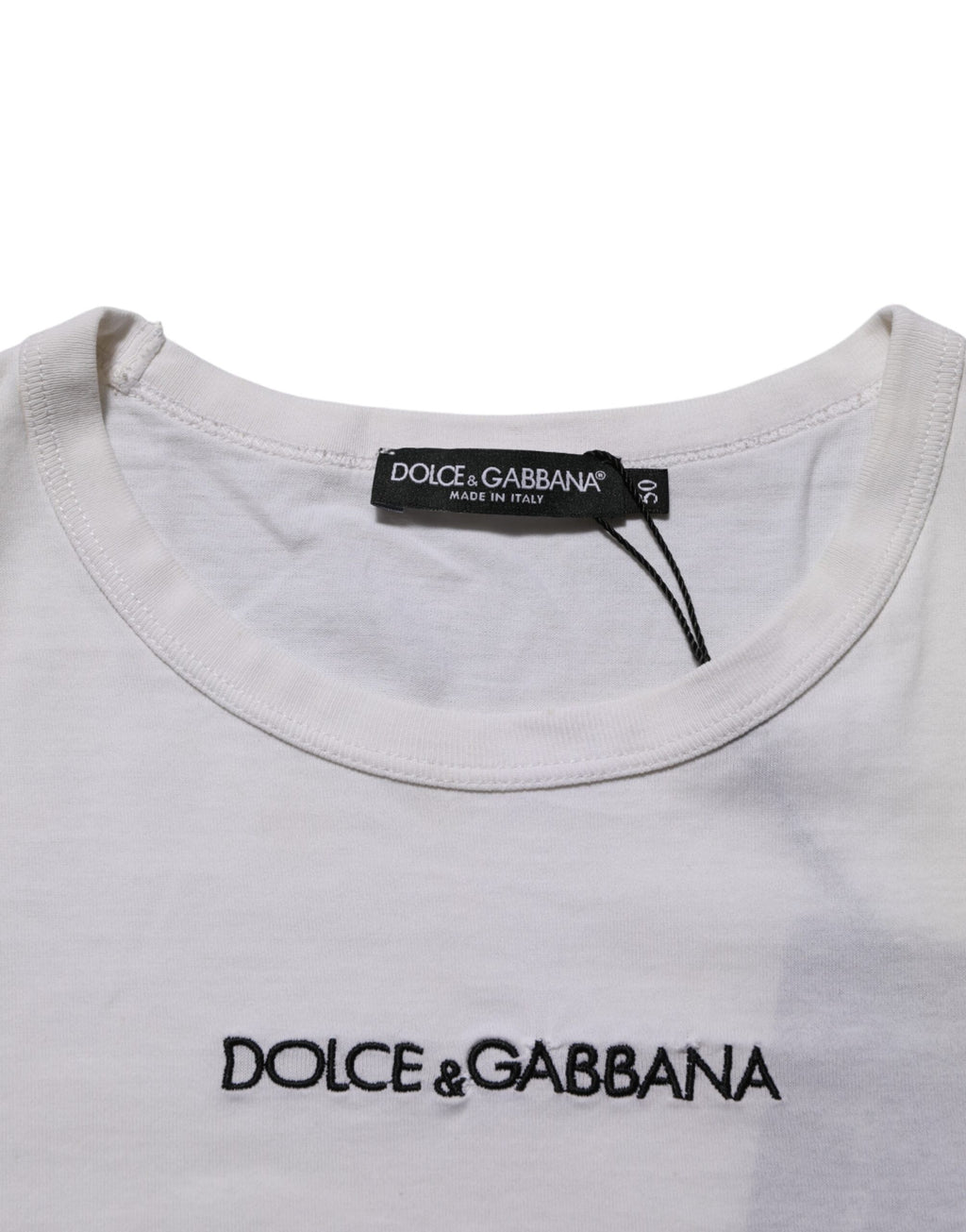 Dolce & Gabbana White Logo Print Cotton Crew Neck Men T-shirt