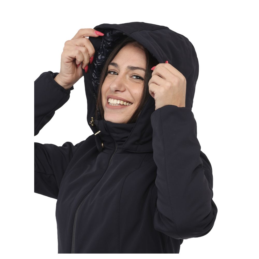 Yes Zee Blue Nylon Jackets & Coat