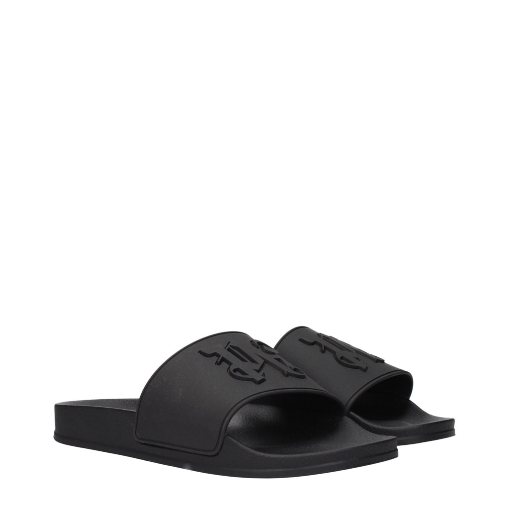 Palm Angels Black Cotton Slippers