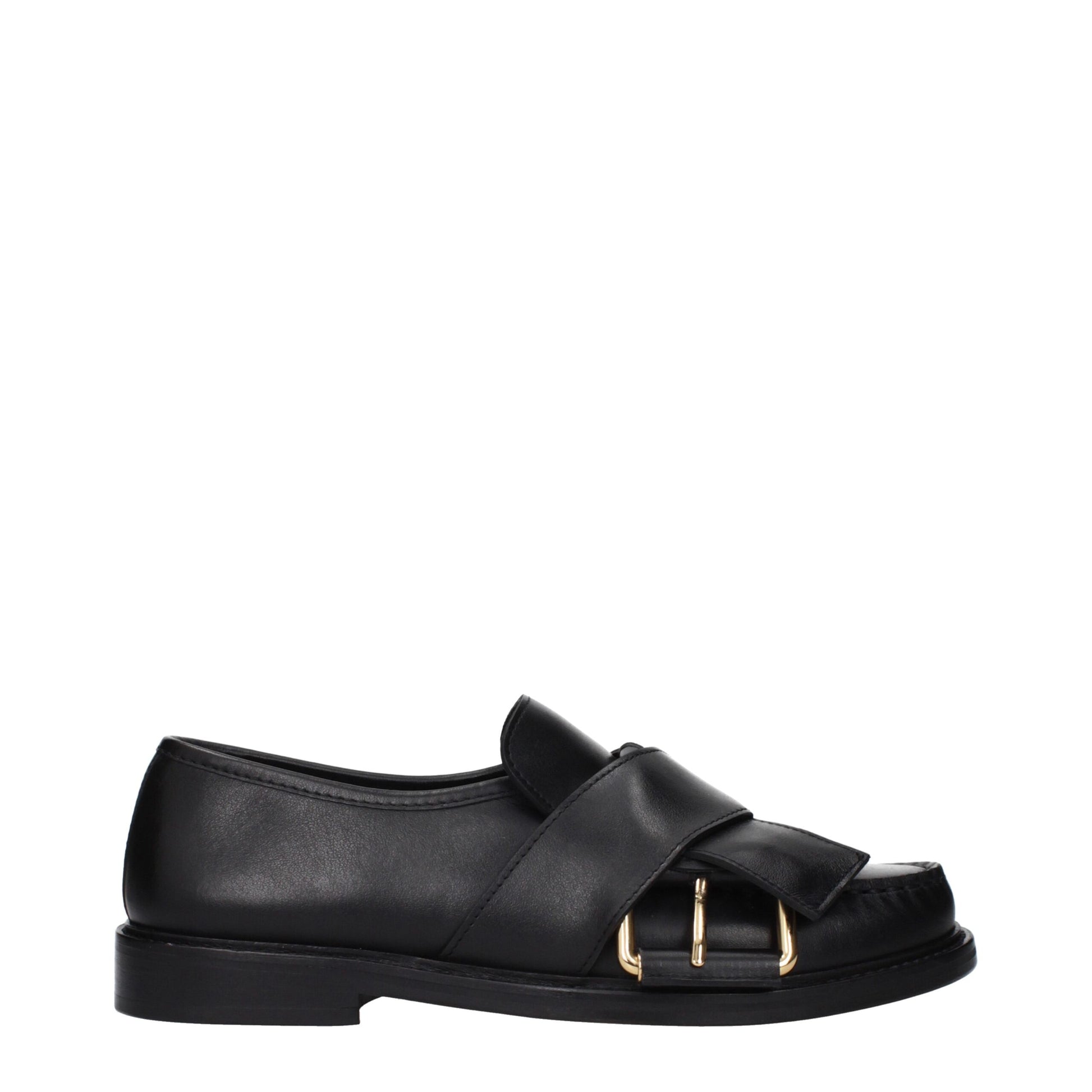 Moschino Black Leather Slip-On Loafers
