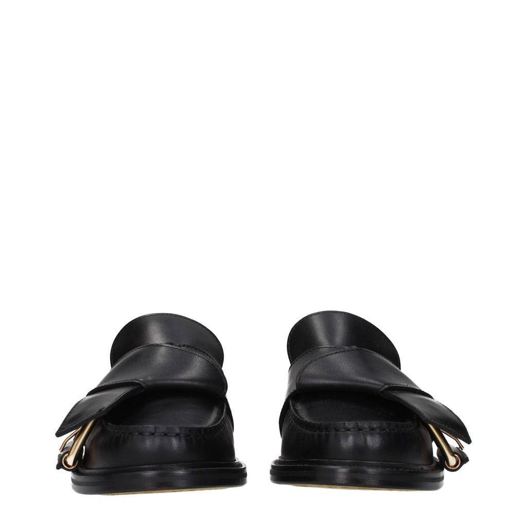 Moschino Black Leather Slip-On Loafers