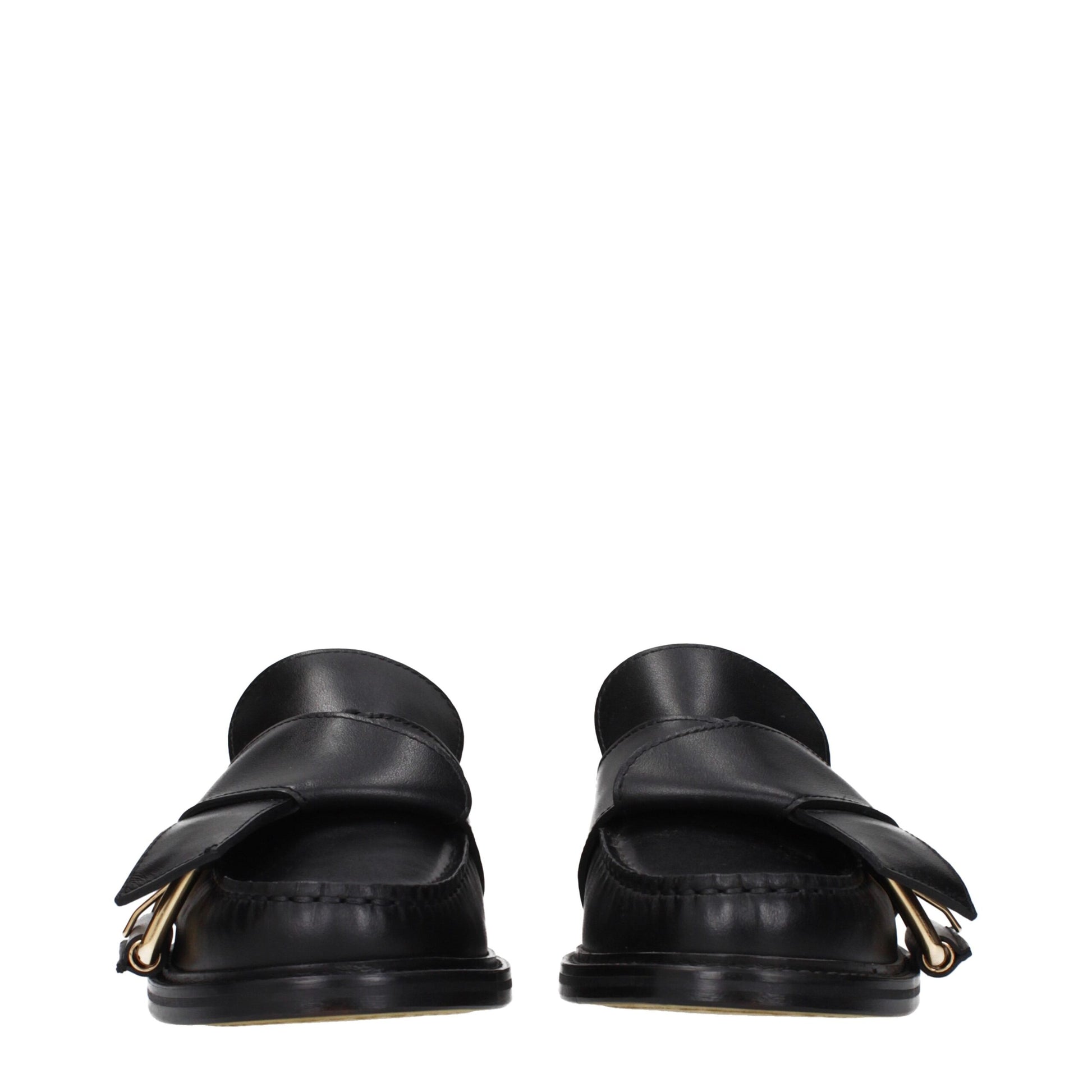 Moschino Black Leather Slip-On Loafers