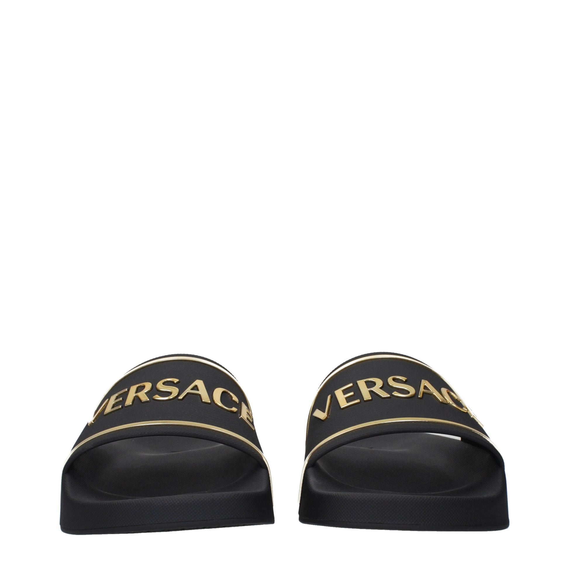 Versace Black Cotton Slippers Sandals
