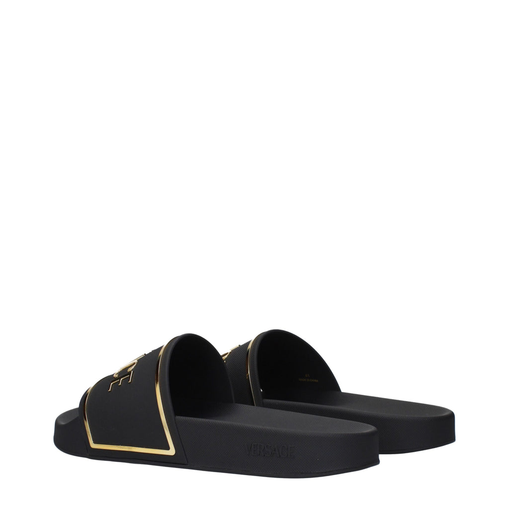 Versace Black Cotton Slippers Sandals