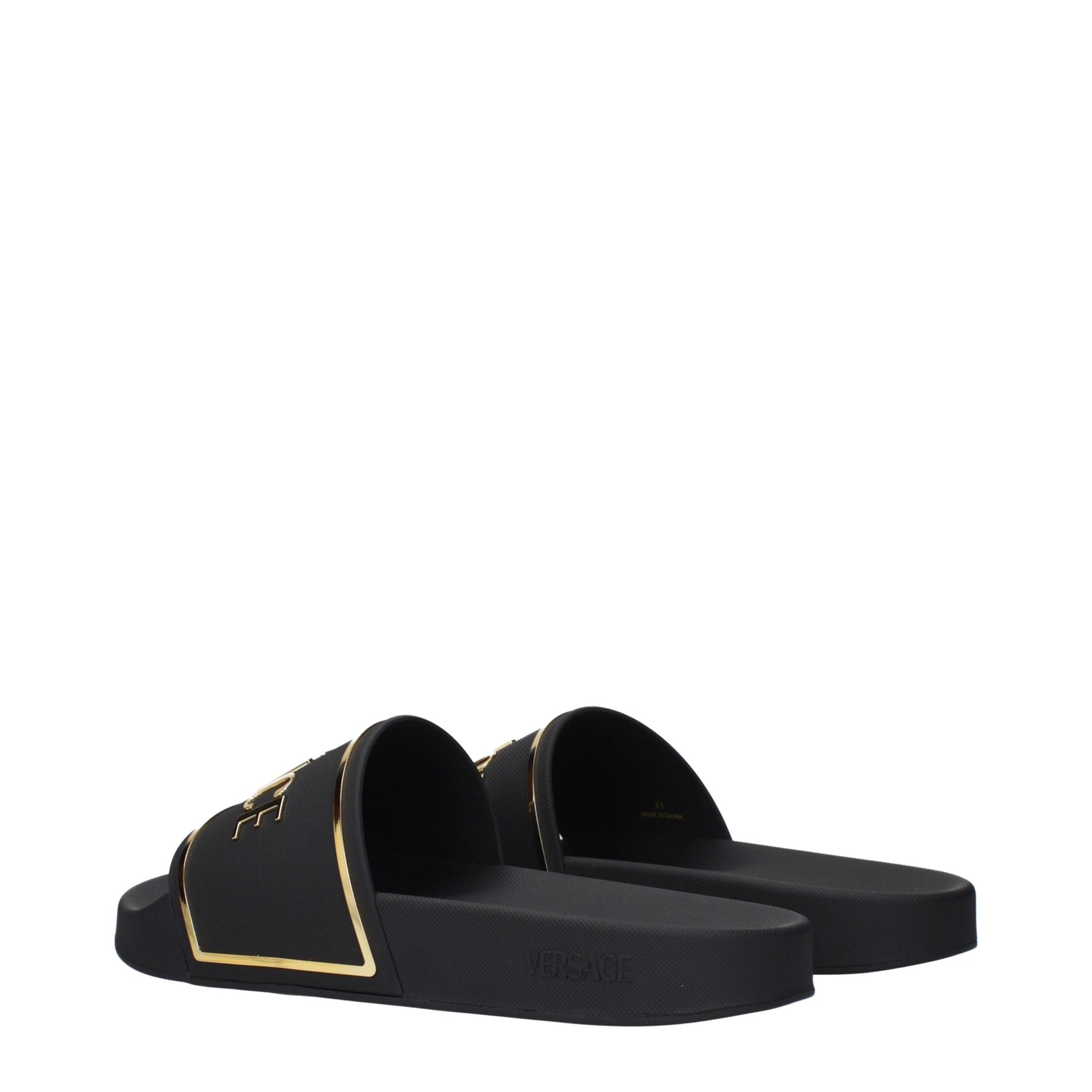Versace Black Cotton Slippers Sandals