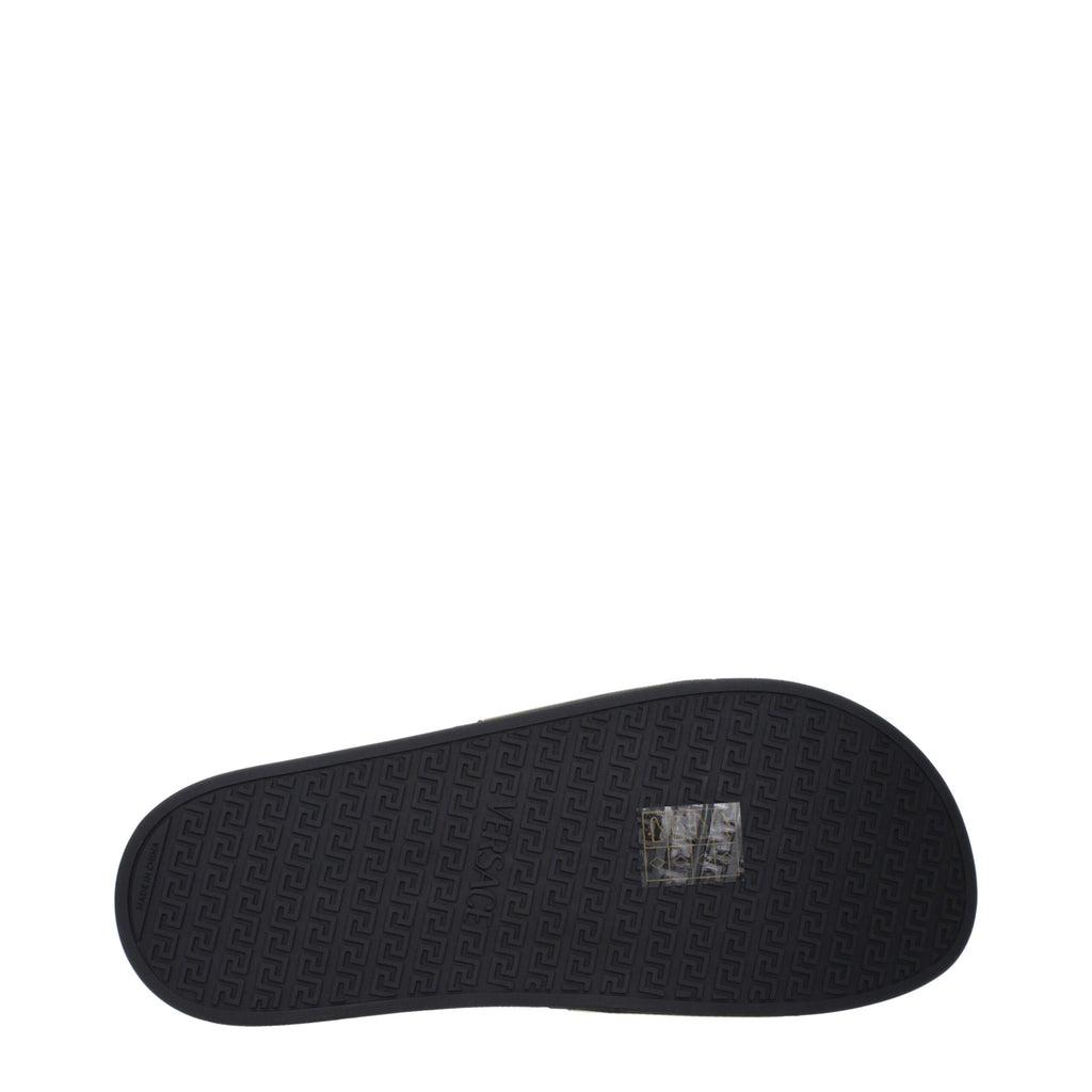 Versace Black Cotton Slippers Sandals