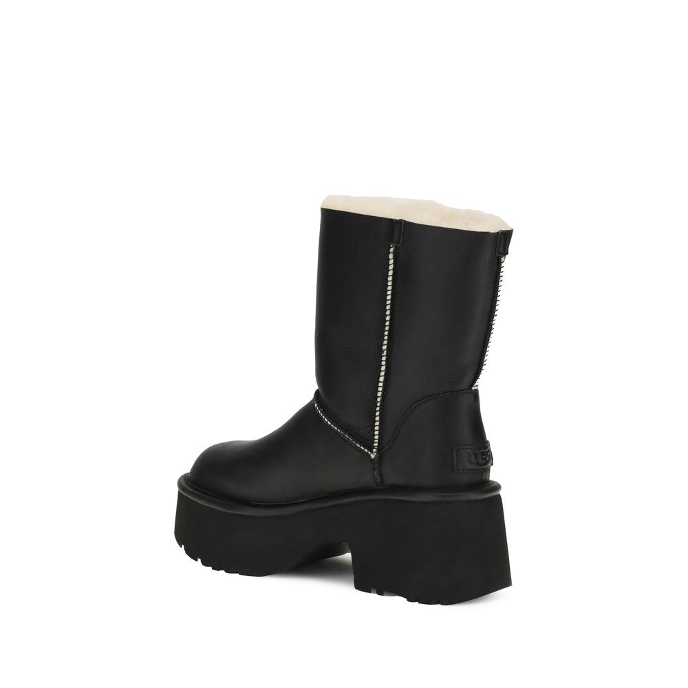 UGG Black Leather Flat Boots