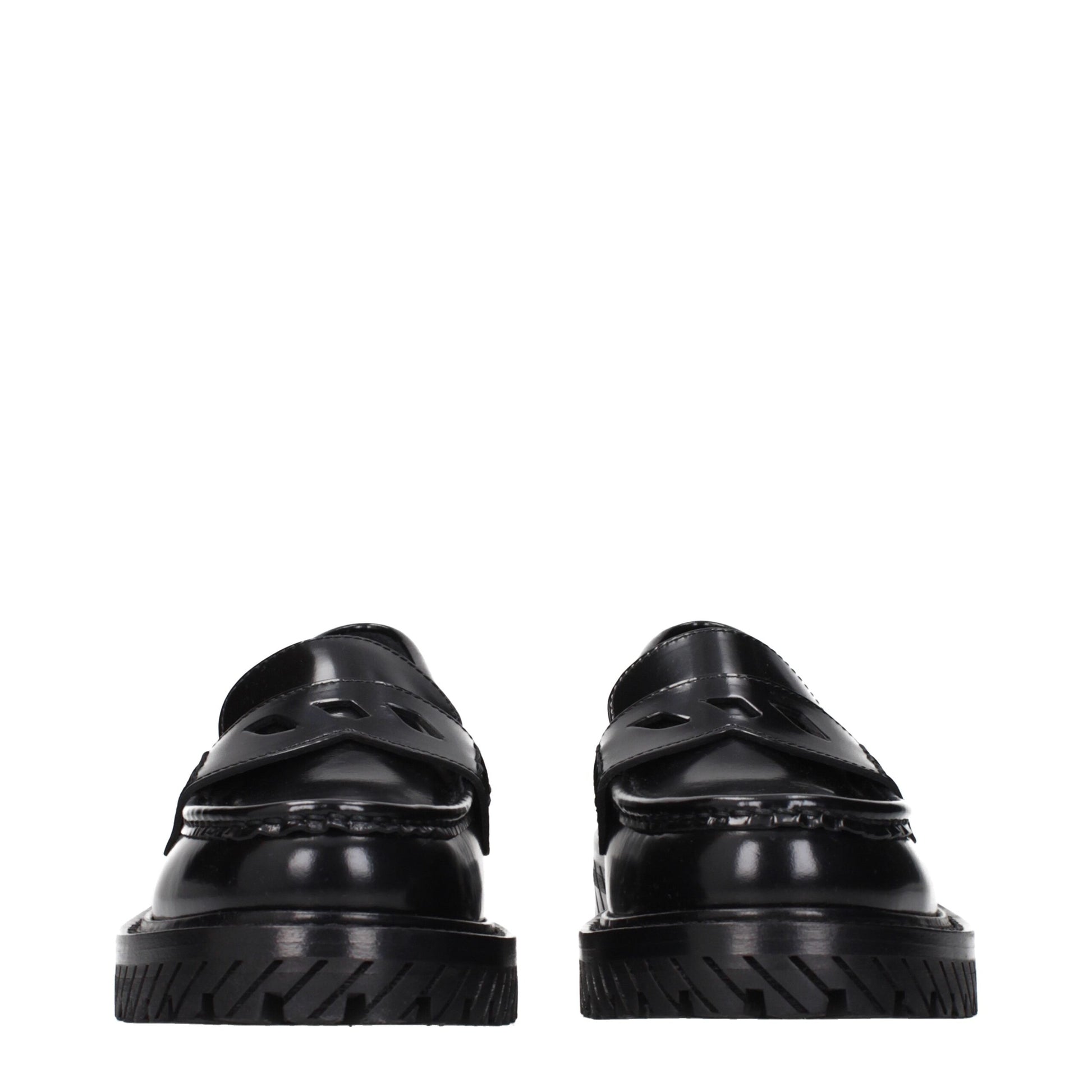 Off-White Black Leather Slip-On Loafers