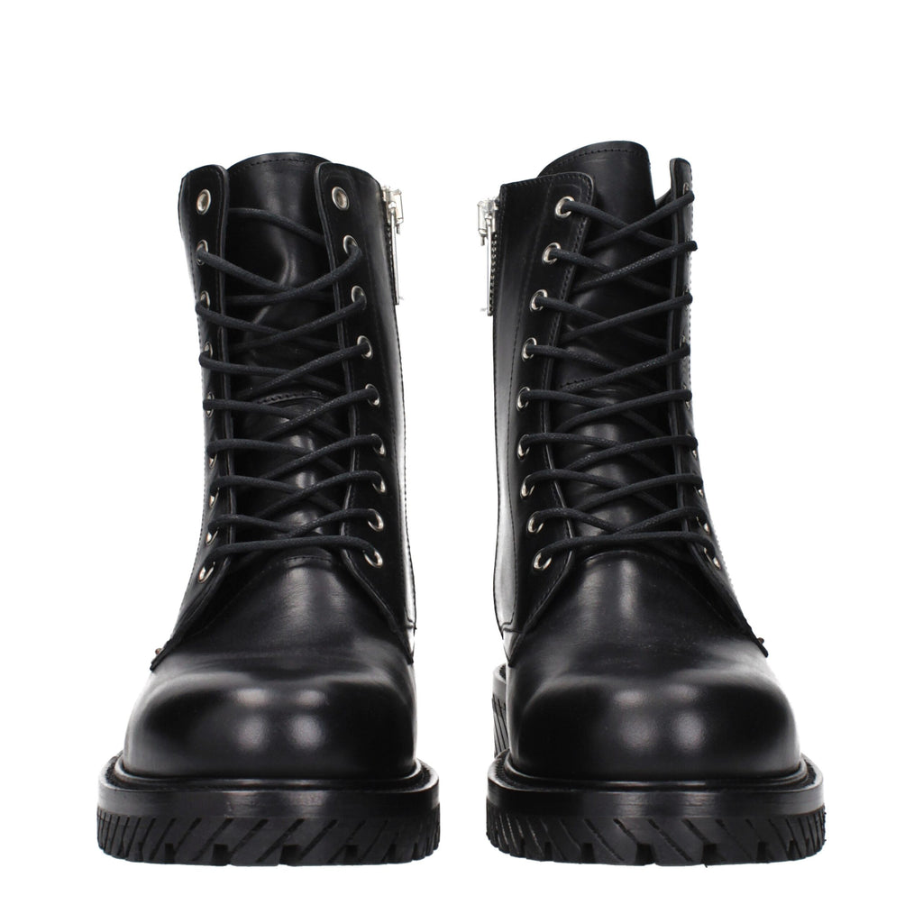 Off-White Black Leather Ankle Boots
