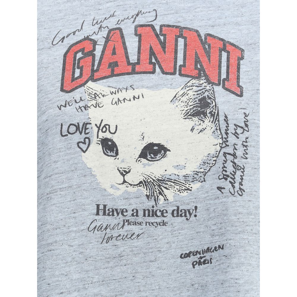 Ganni Cotton melange 3/4 sleeve T-shirt