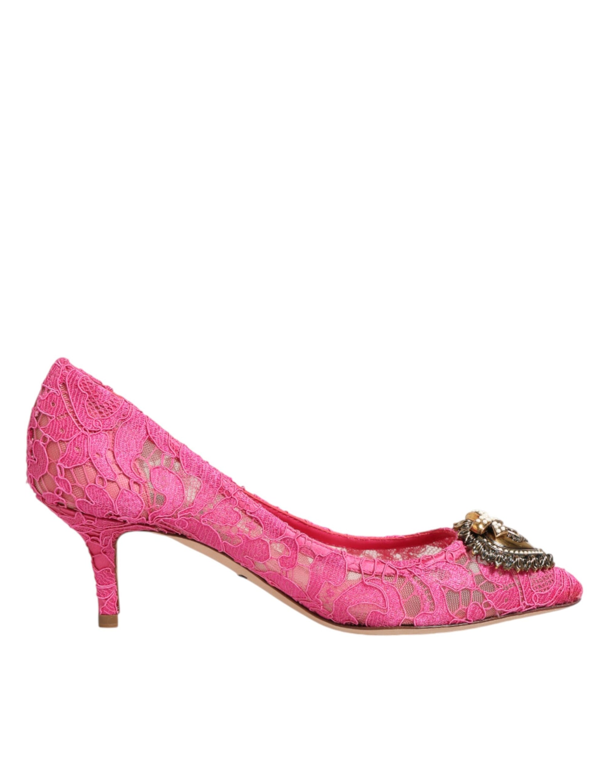 Dolce & Gabbana Pink Taormina Lace DEVOTION Pumps Shoes