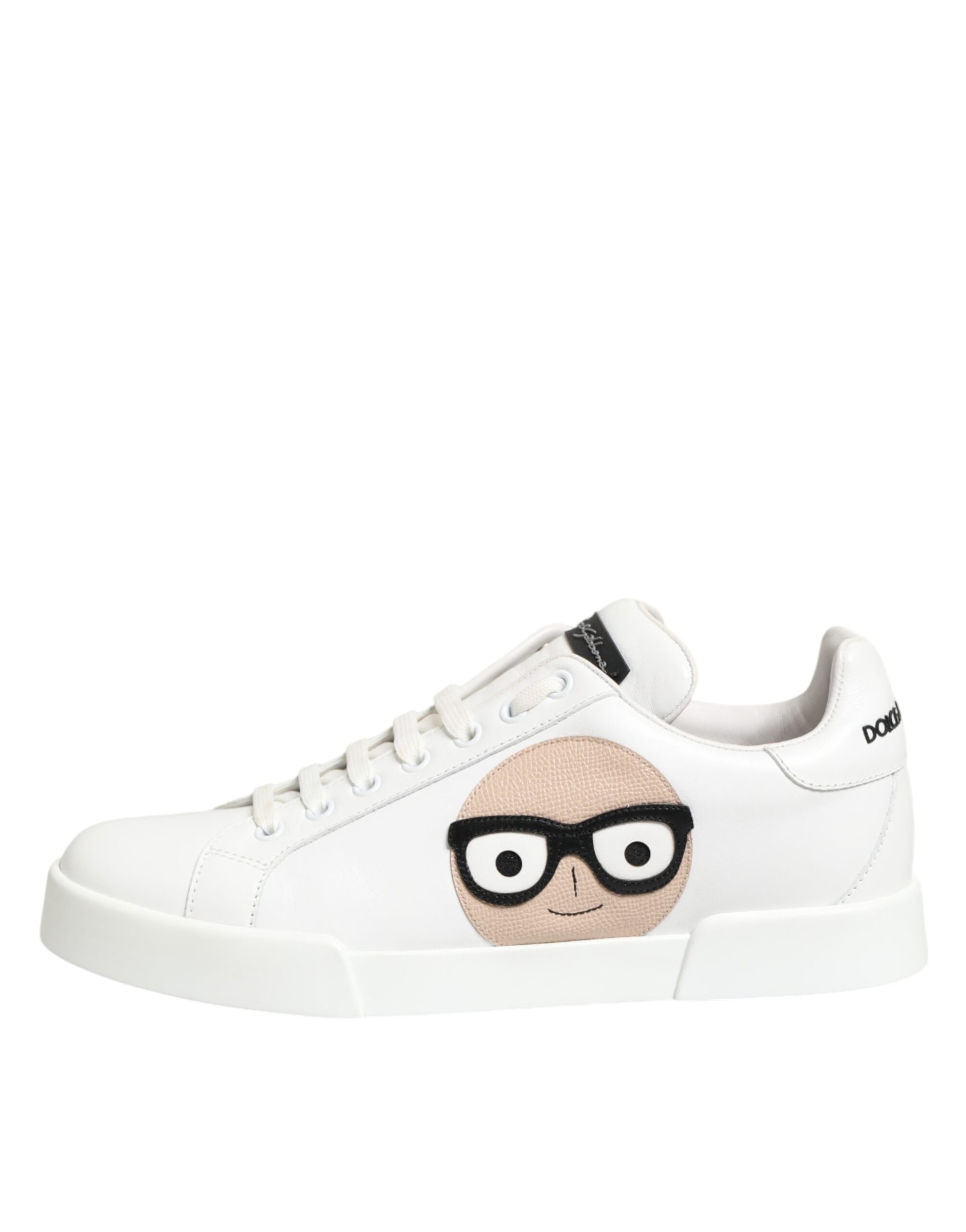 Dolce & Gabbana White Leather #DGFamily Casual Sneakers Shoes