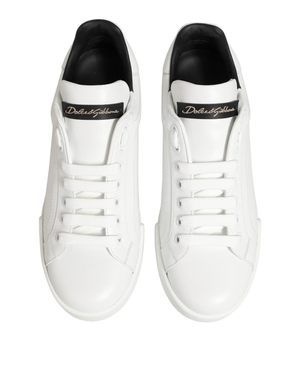 Dolce & Gabbana White Leather Lace Up Low Top Sneakers Shoes