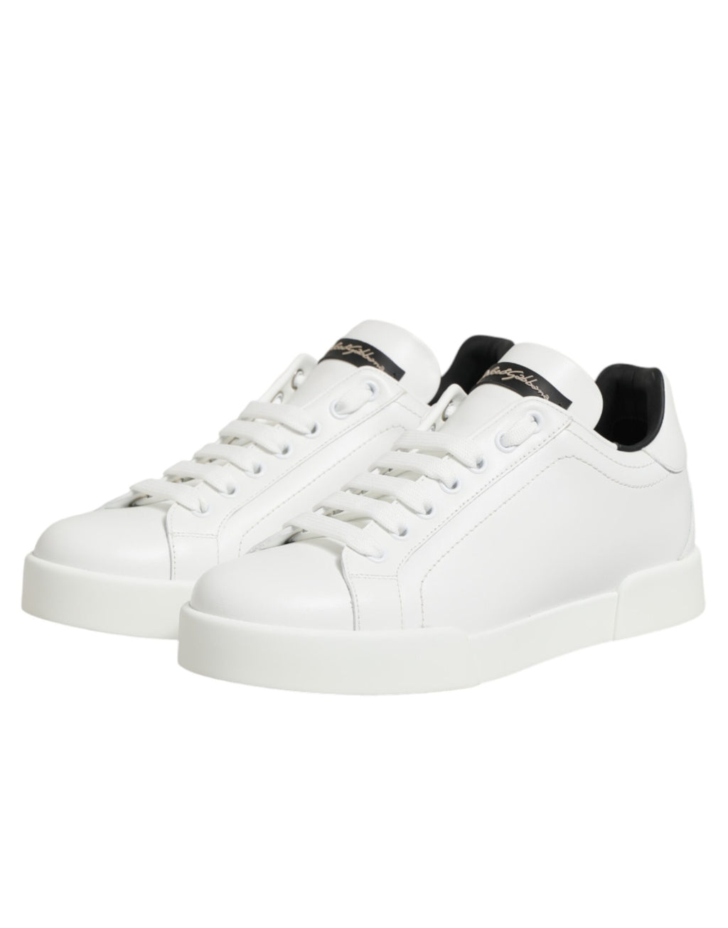 Dolce & Gabbana White Leather Lace Up Low Top Sneakers Shoes