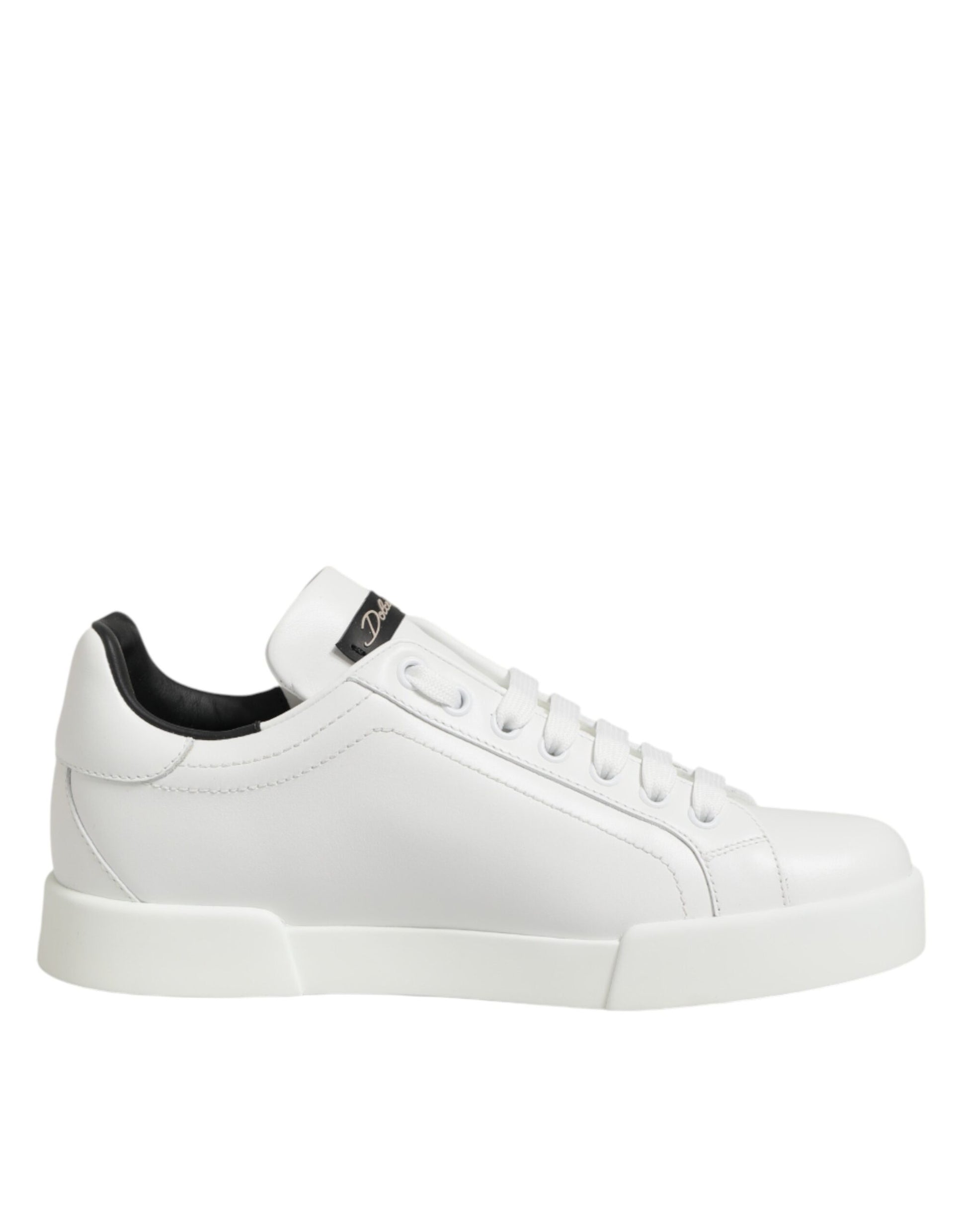 Dolce & Gabbana White Leather Lace Up Low Top Sneakers Shoes