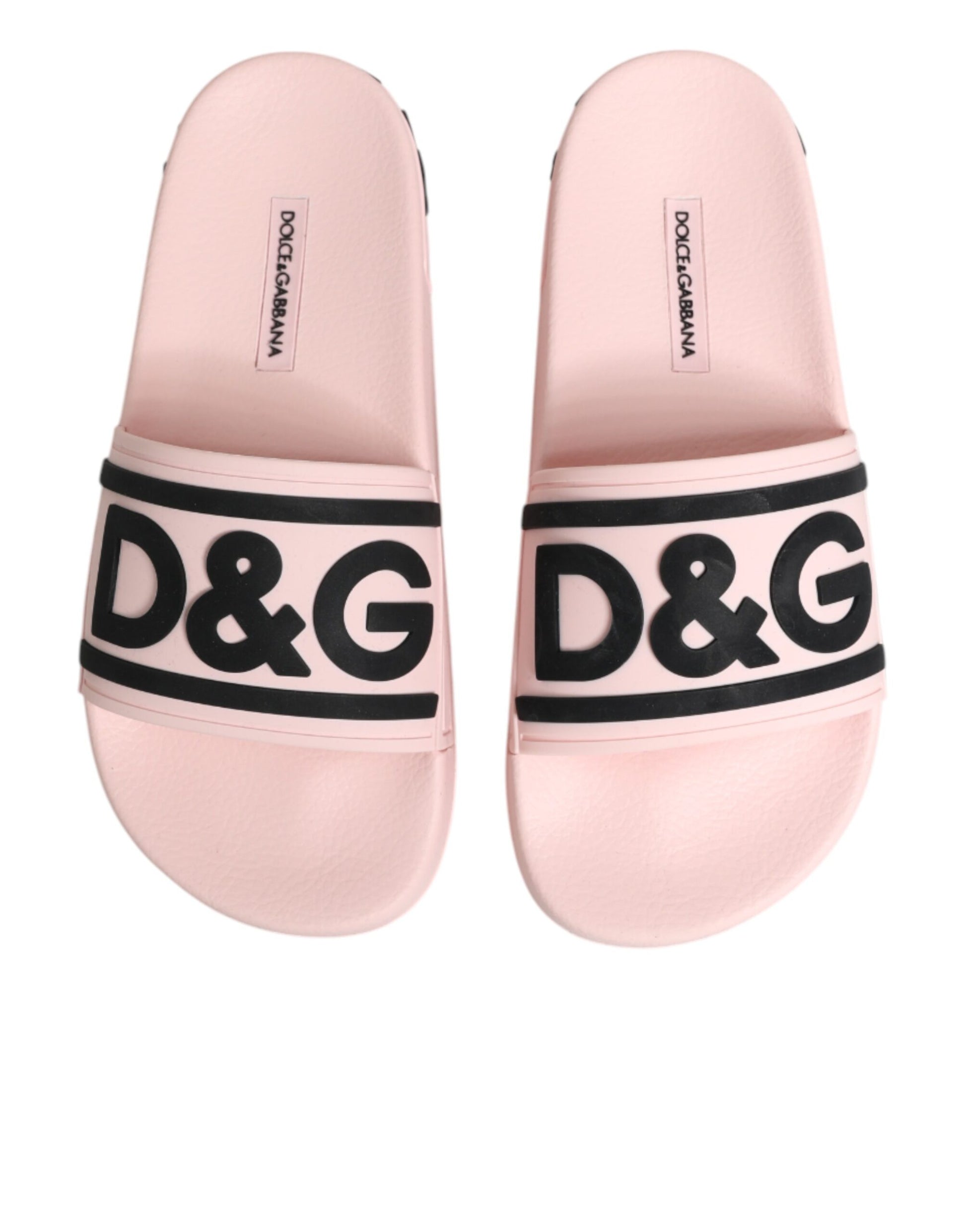 Dolce & Gabbana Pink Rubber Slides Sandals Beachwear Shoes