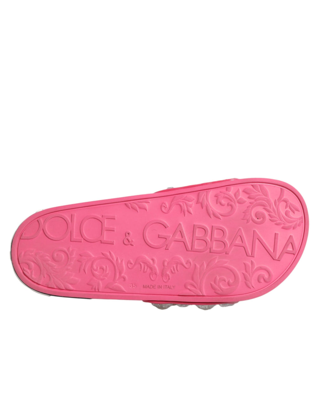 Dolce & Gabbana Pink Crystal Slides Sandals Beachwear Shoes