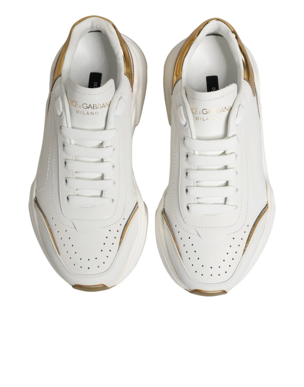 Dolce & Gabbana White Gold Daymaster Low Top Sneakers Shoes