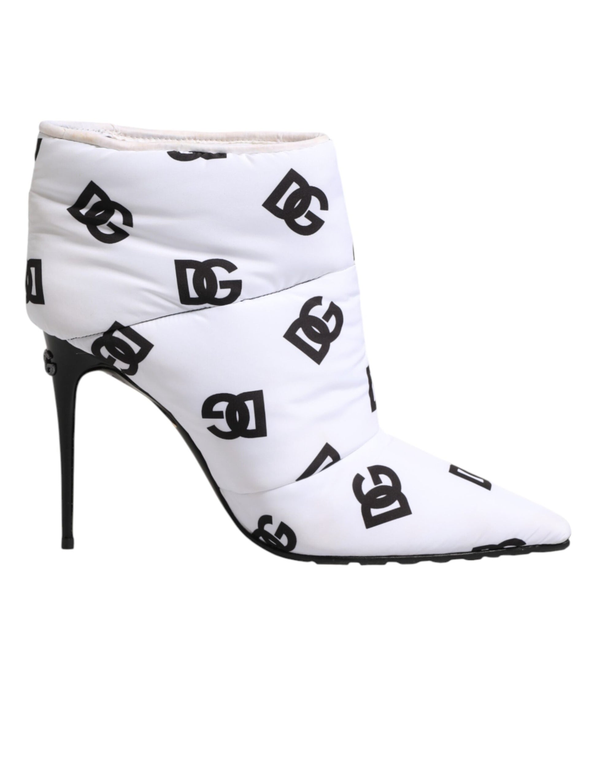 Dolce & Gabbana White DG Logo Heels Short Boots  Shoes