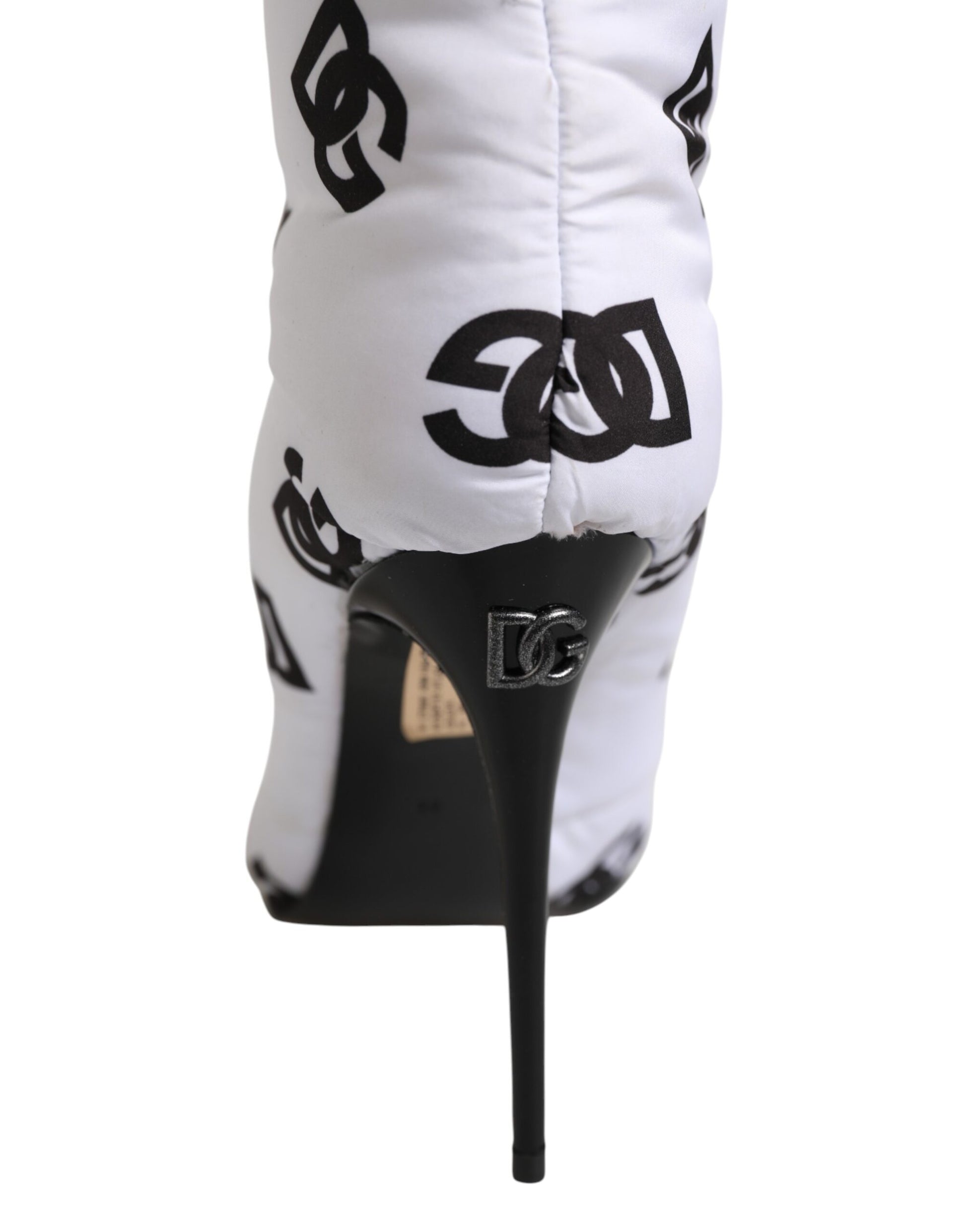 Dolce & Gabbana White DG Logo Heels Short Boots  Shoes