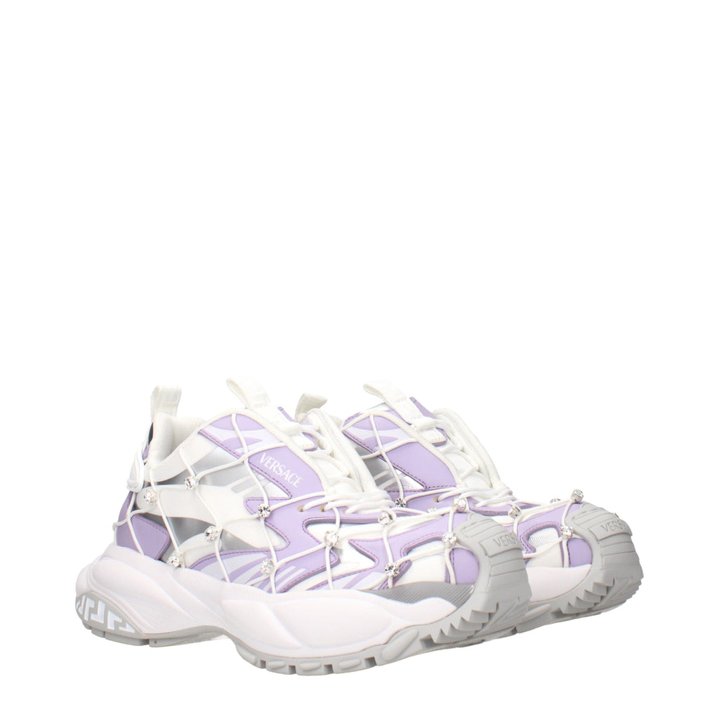 Versace White Fabric Chunky Sneakers
