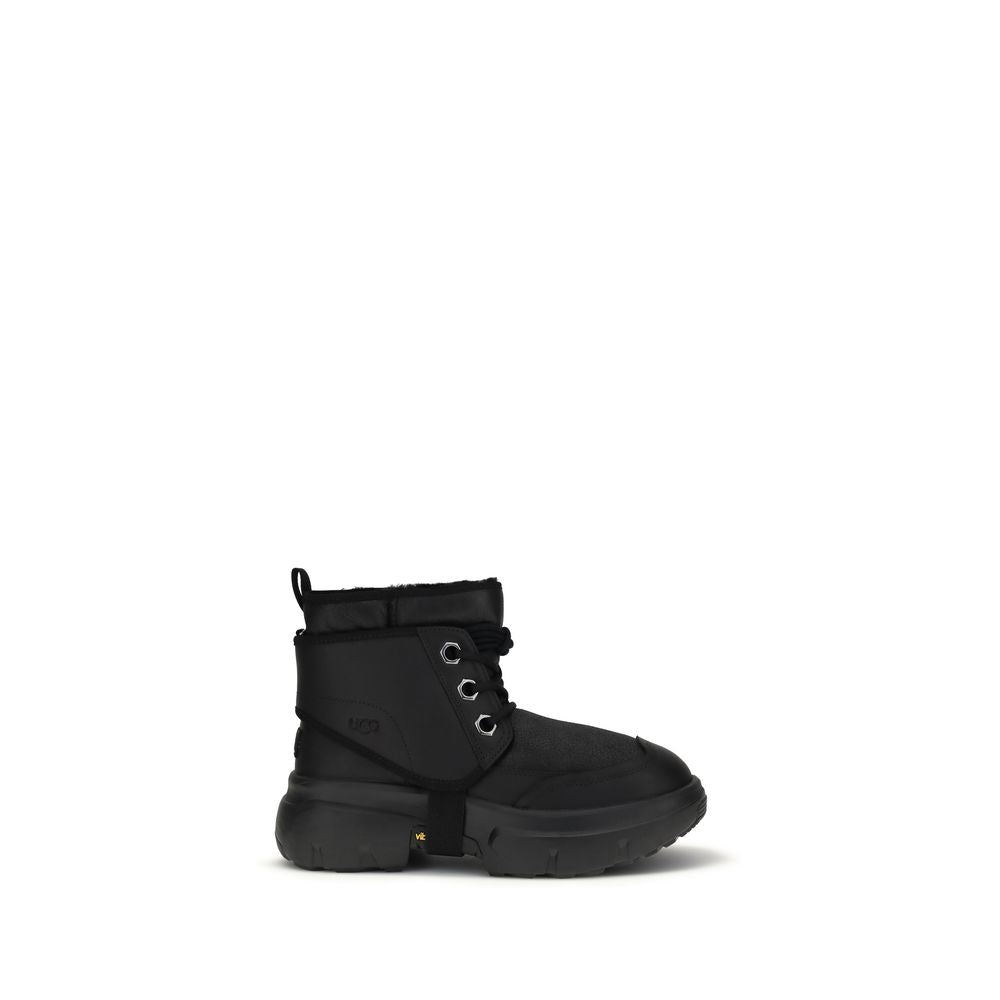 UGG Black Leather Lace-Up Boots
