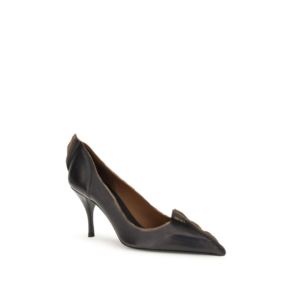 Prada Black Leather High Heel Pumps