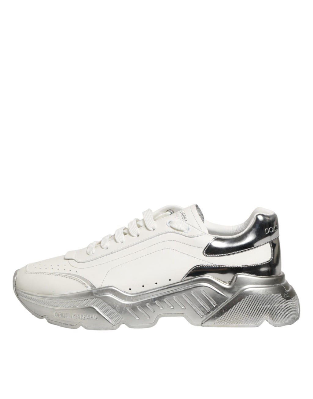 Dolce & Gabbana White Silver Daymaster Low Top Sneakers Shoes