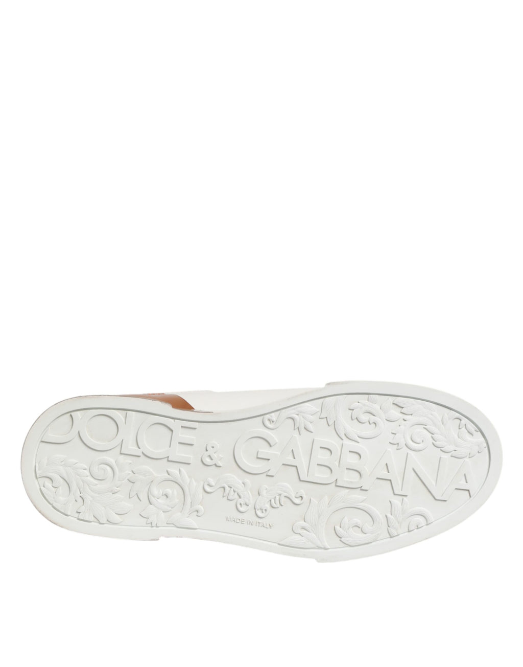 Dolce & Gabbana White Brown Leather Low Top Sneakers  Shoes