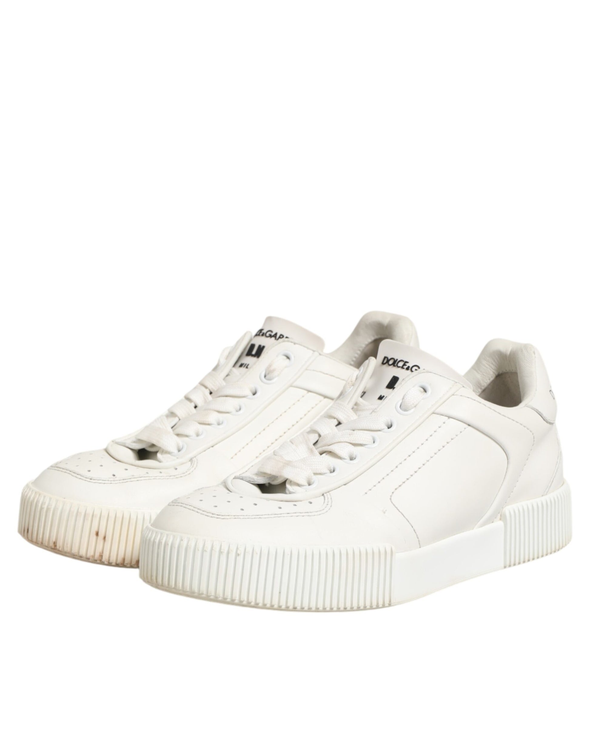 Dolce & Gabbana White Leather MIAMI Low Top Sneakers Shoes