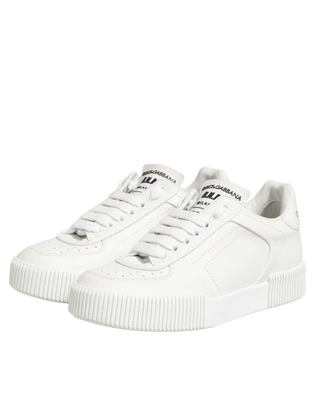 Dolce & Gabbana White Leather MIAMI Low Top Sneakers Shoes