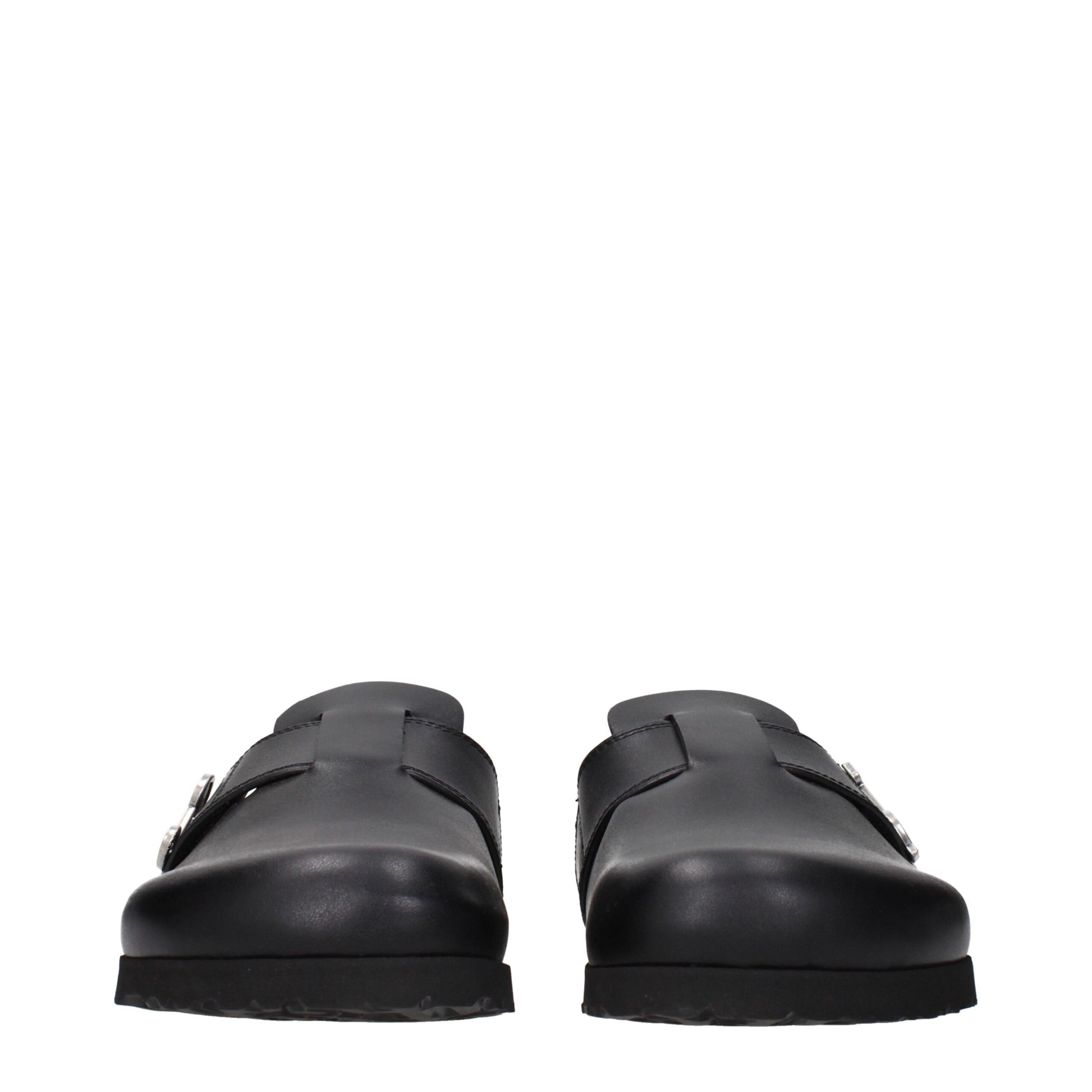 Palm Angels Black Leather Slippers