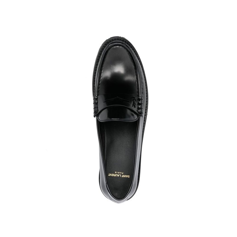 Saint Laurent Black Calfskin Slip-On Loafers