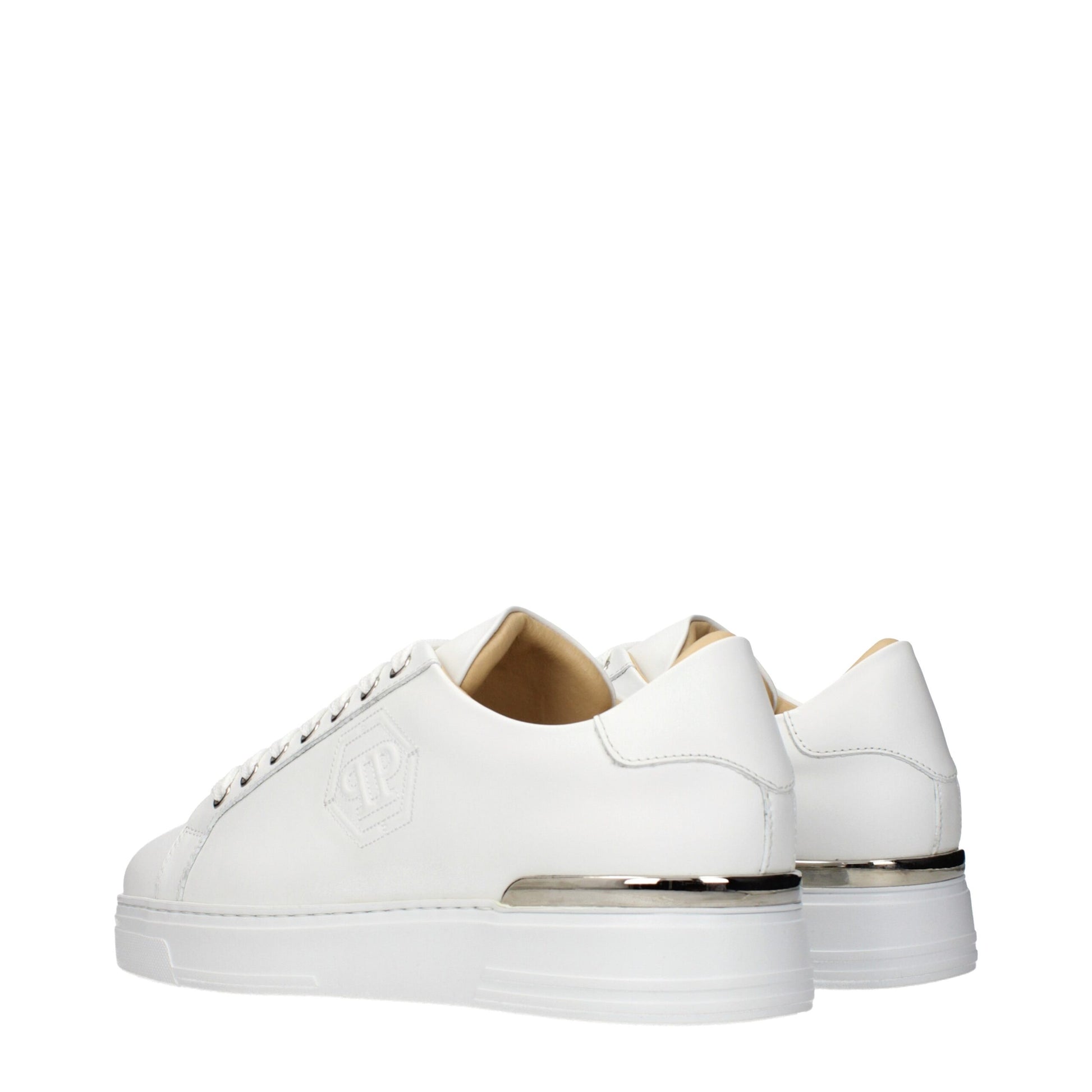 Philipp Plein White Leather Low Top Sneakers