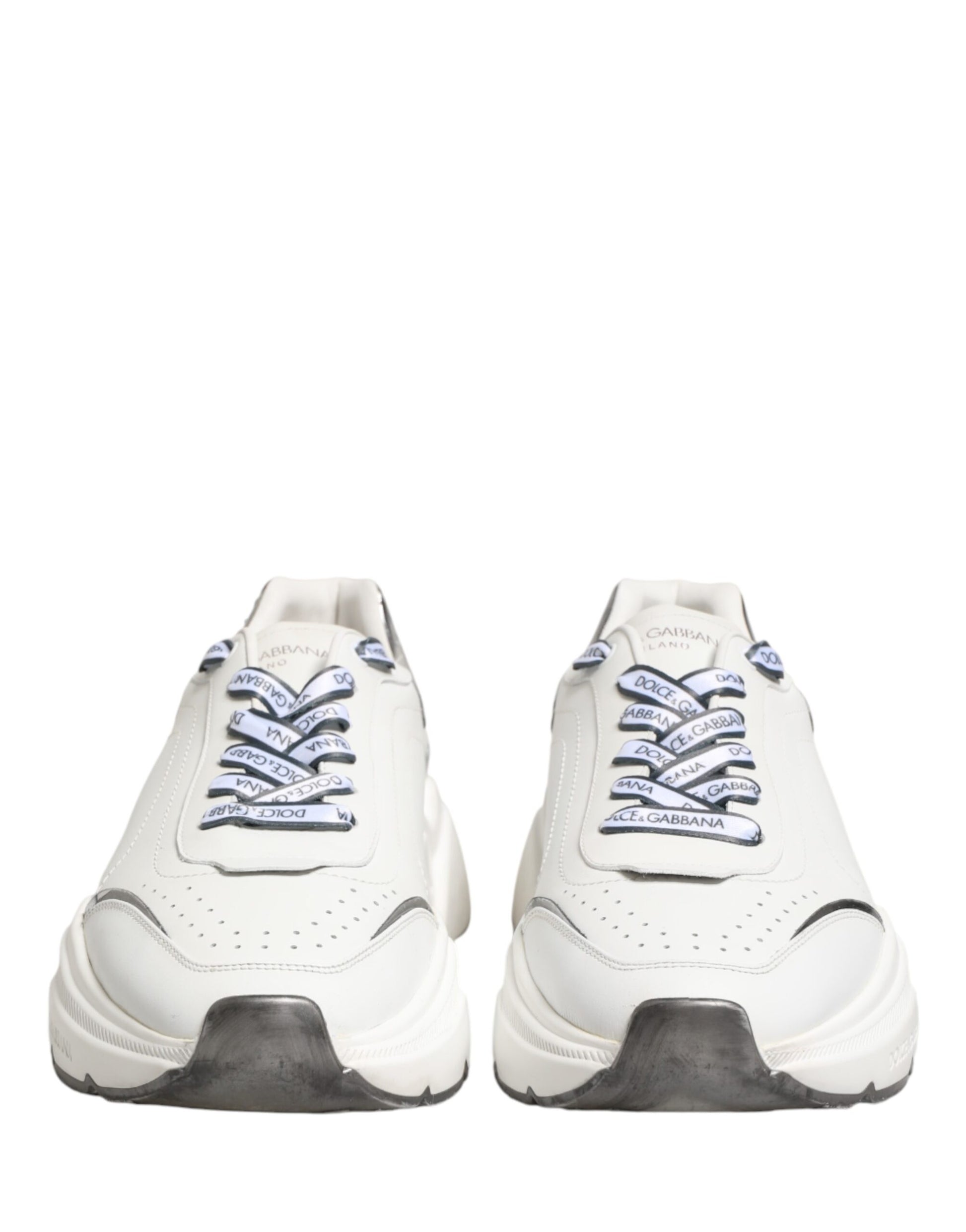 Dolce & Gabbana White Silver Daymaster Low Top Sneakers Shoes