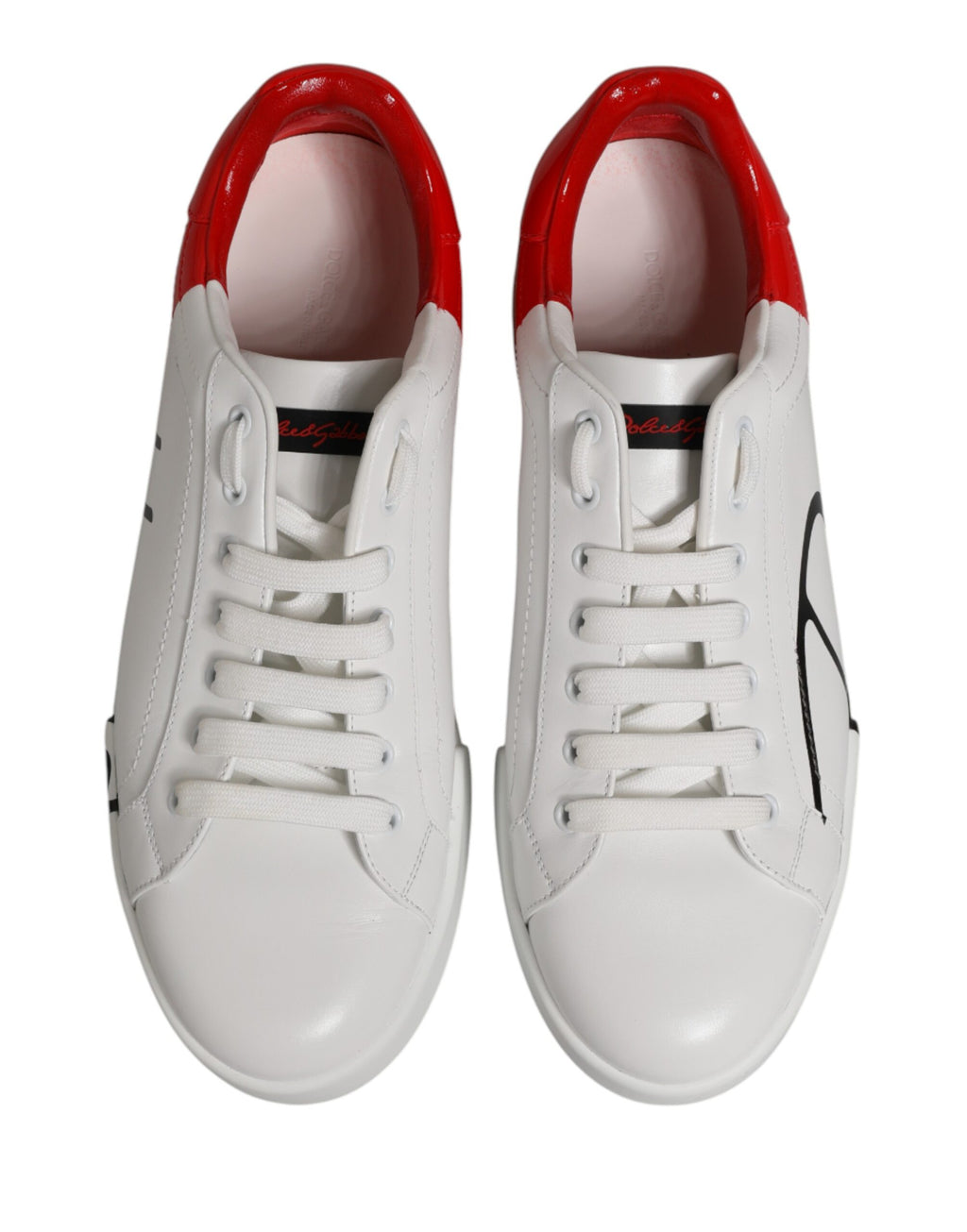 Dolce & Gabbana White Red Portofino Low Top Men Sneakers Shoes