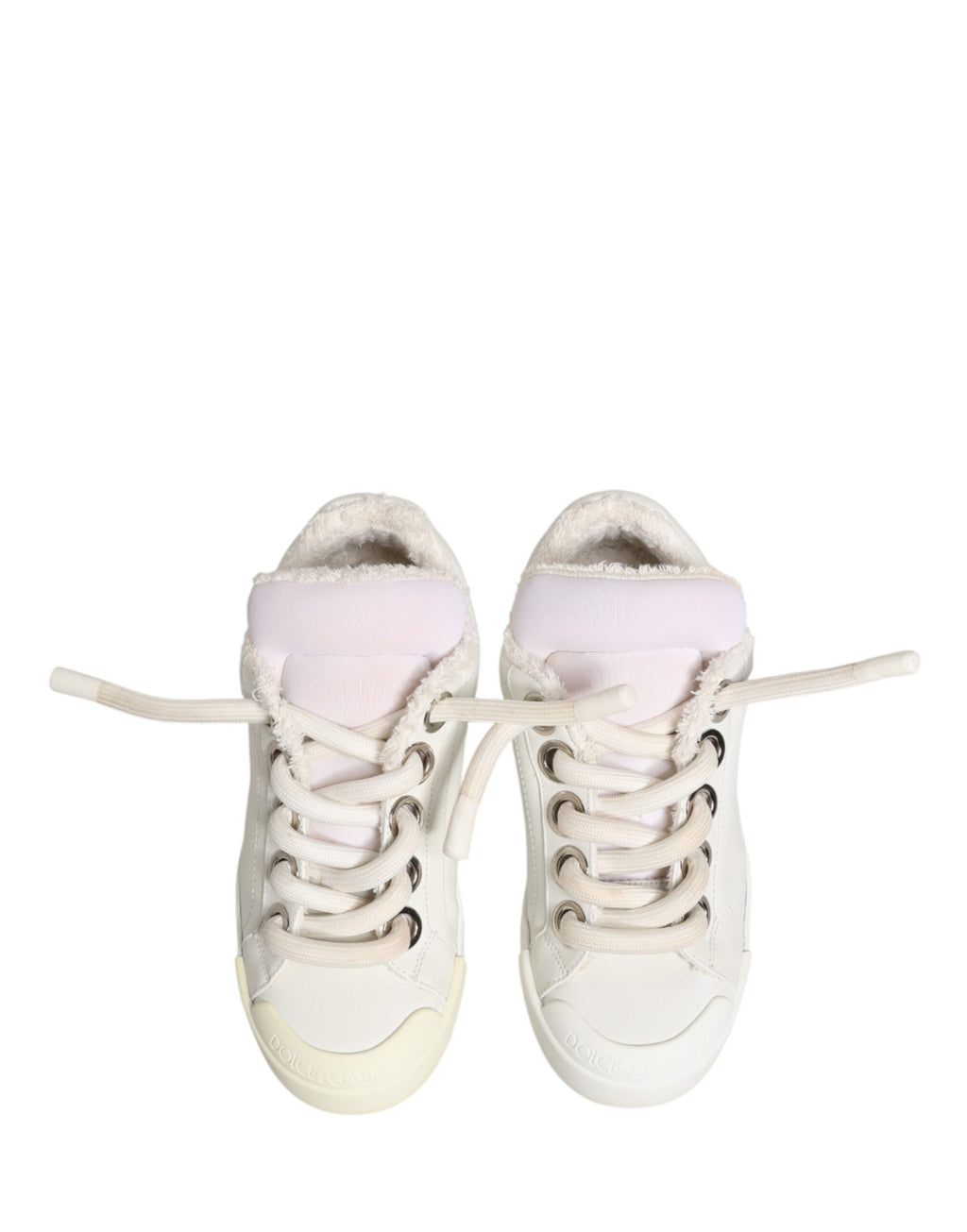 Dolce & Gabbana White Leather Men Low Top Sneakers Shoes