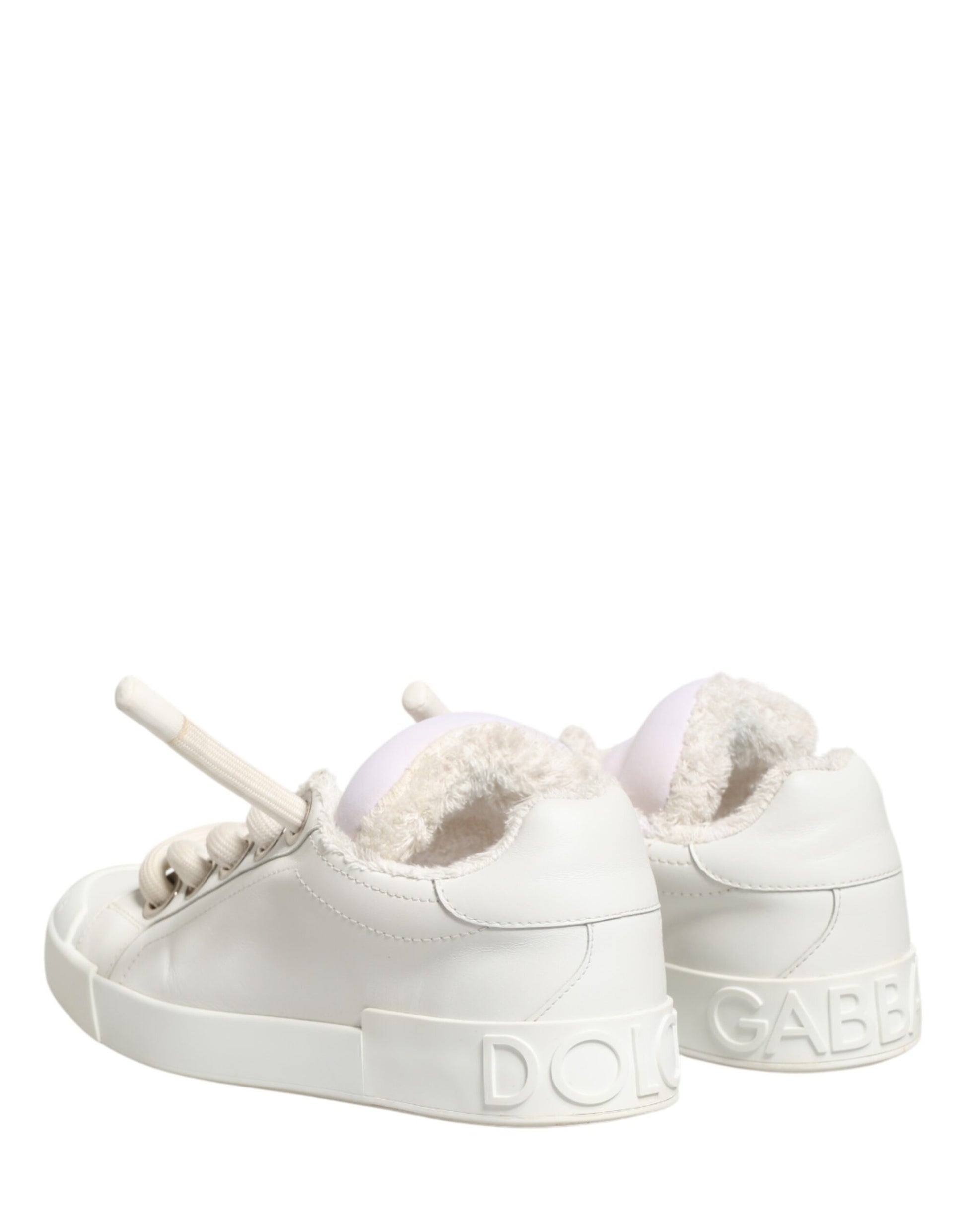 Dolce & Gabbana White Leather Men Low Top Sneakers Shoes