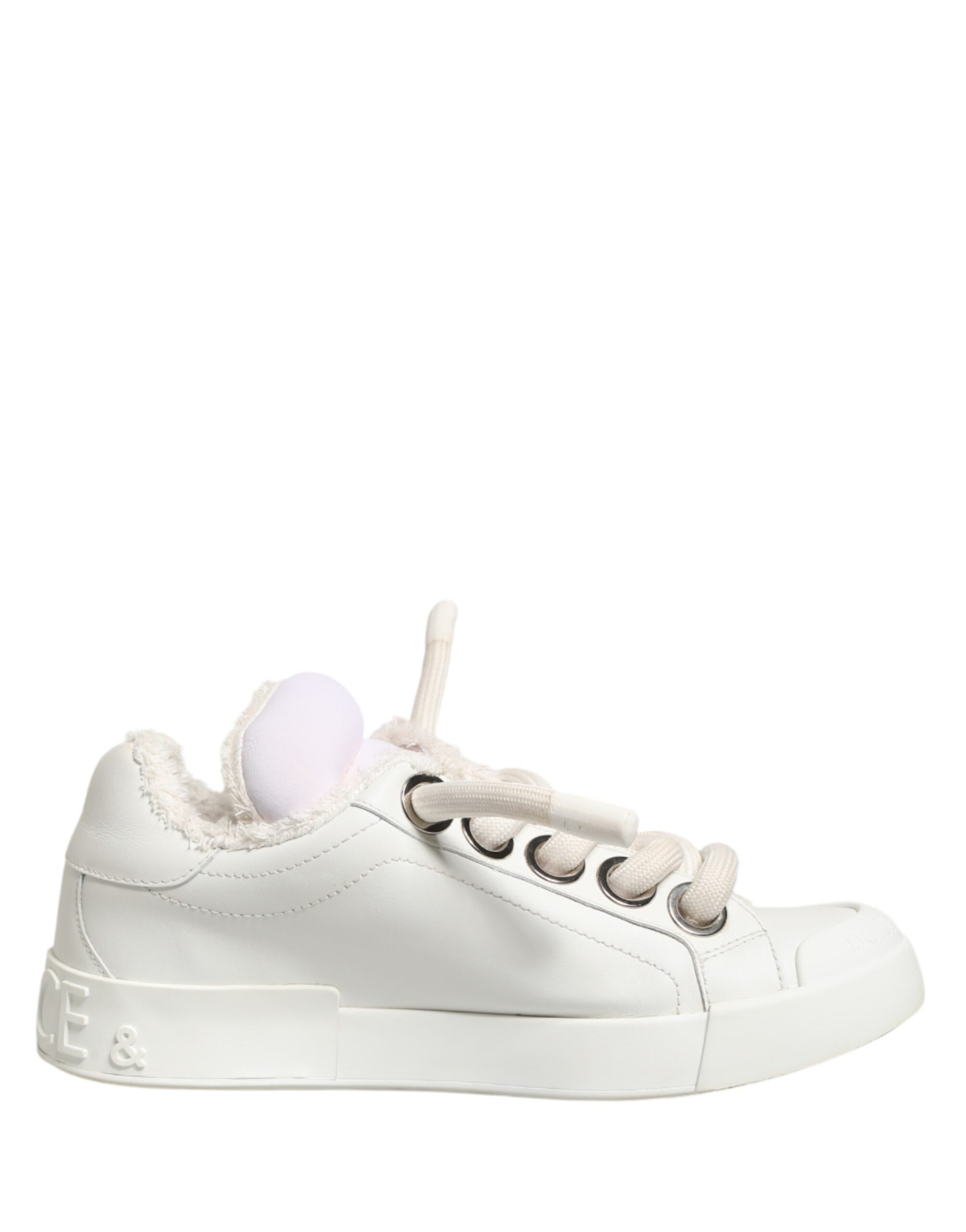 Dolce & Gabbana White Leather Men Low Top Sneakers Shoes