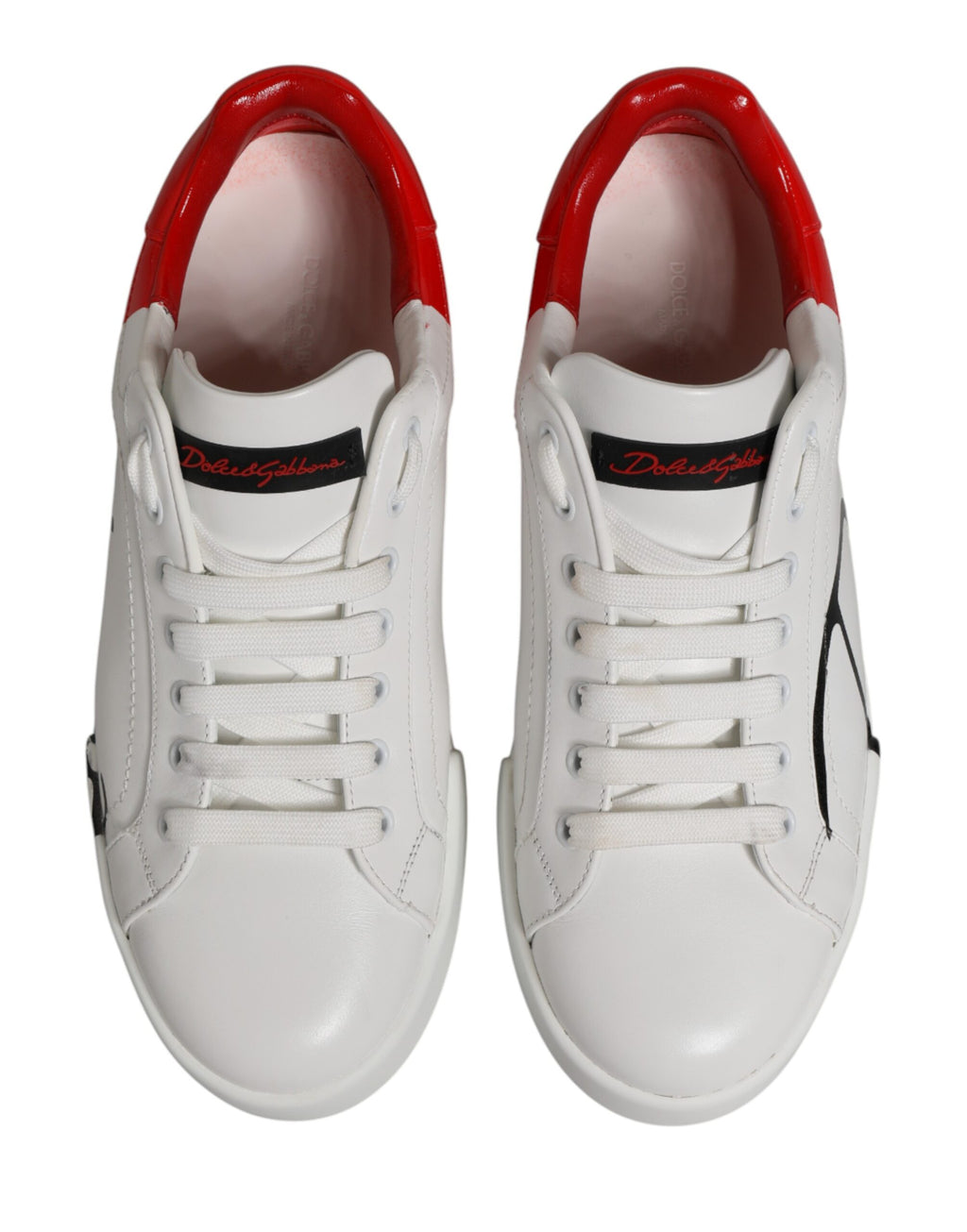 Dolce & Gabbana White Red Portofino Low Top Men Sneakers Shoes