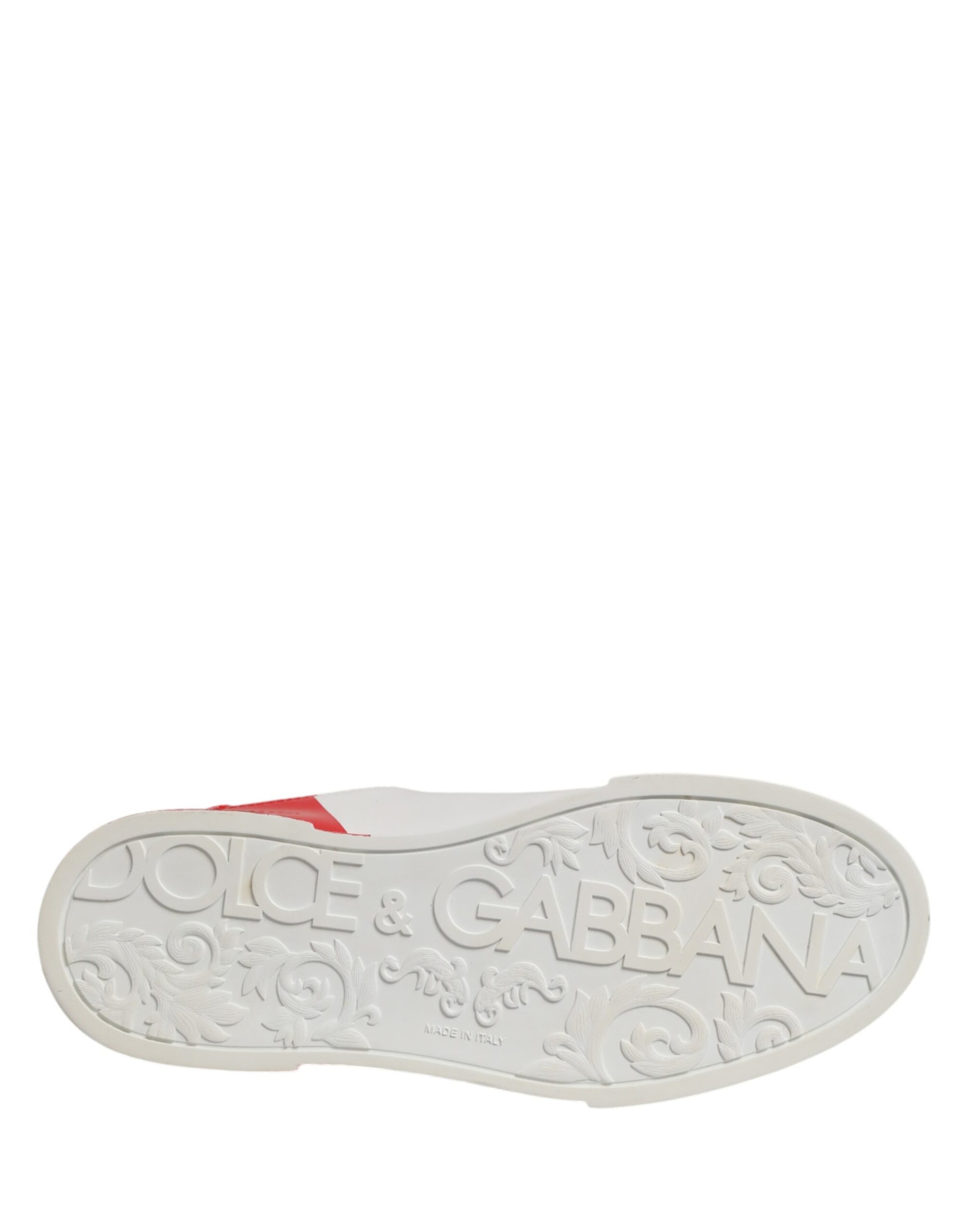 Dolce & Gabbana White Red Portofino Low Top Men Sneakers Shoes