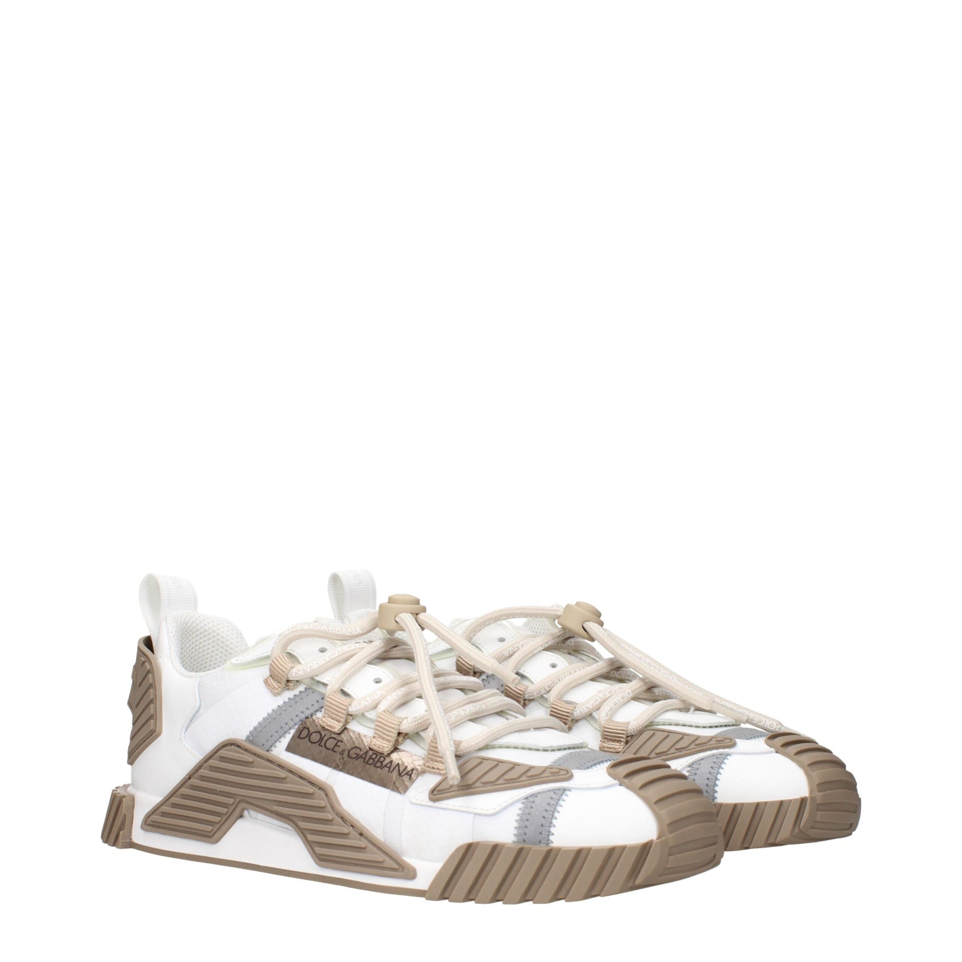 Dolce & Gabbana White Fabric Athletic Sneakers